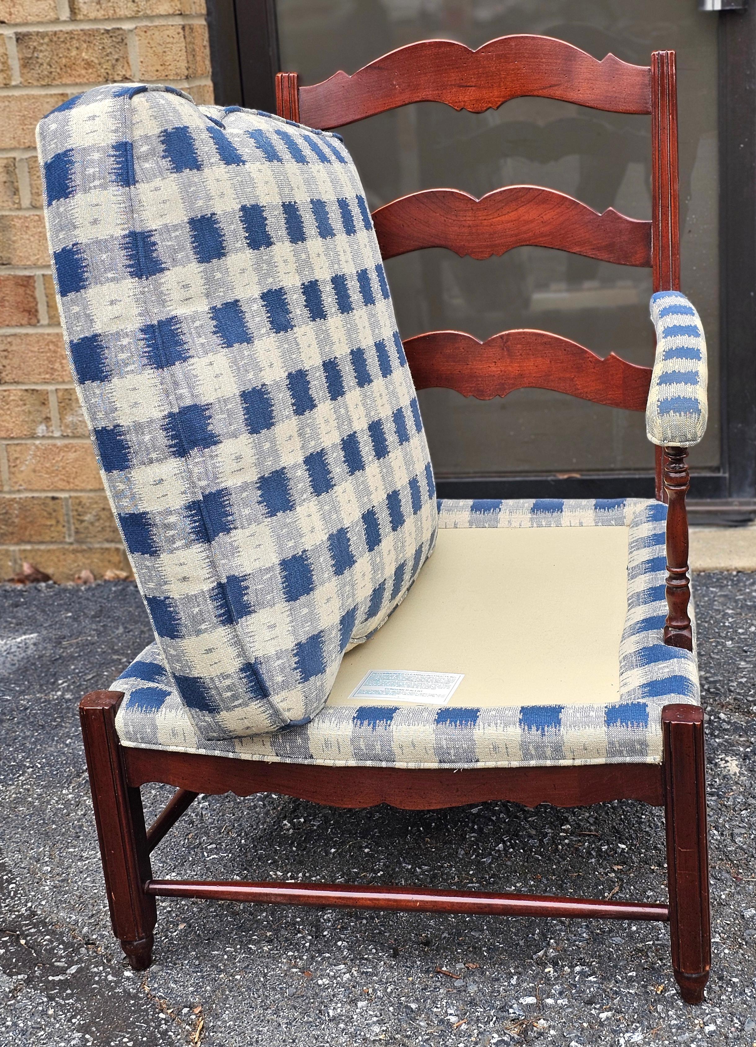 Hickory Chair Colonial Revival Cherry and Upholstered Lounge Chair & Ottoman Set For Sale 3