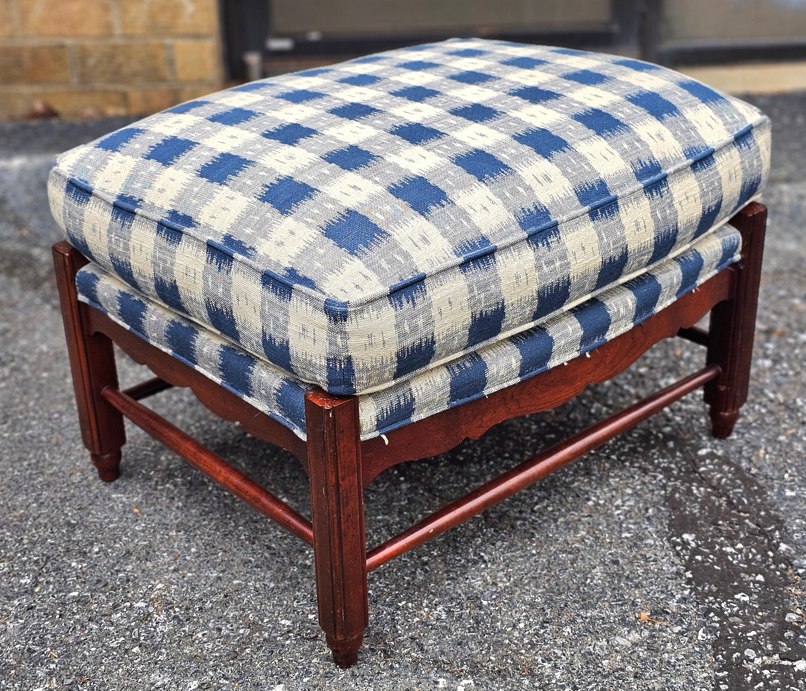 Hickory Chair Colonial Revival Cherry and Upholstered Lounge Chair & Ottoman Set For Sale 4