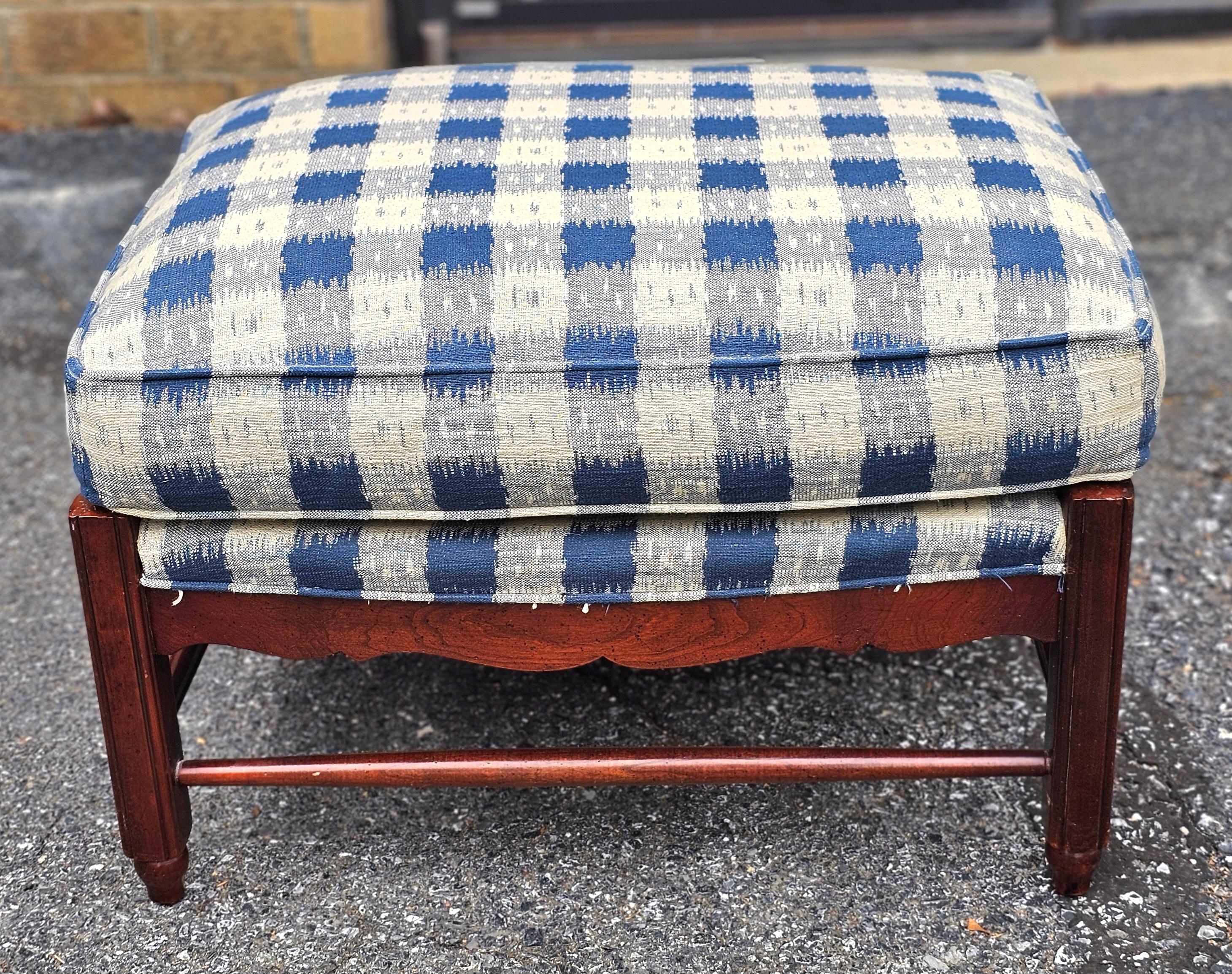 Hickory Chair Colonial Revival Cherry and Upholstered Lounge Chair & Ottoman Set For Sale 9