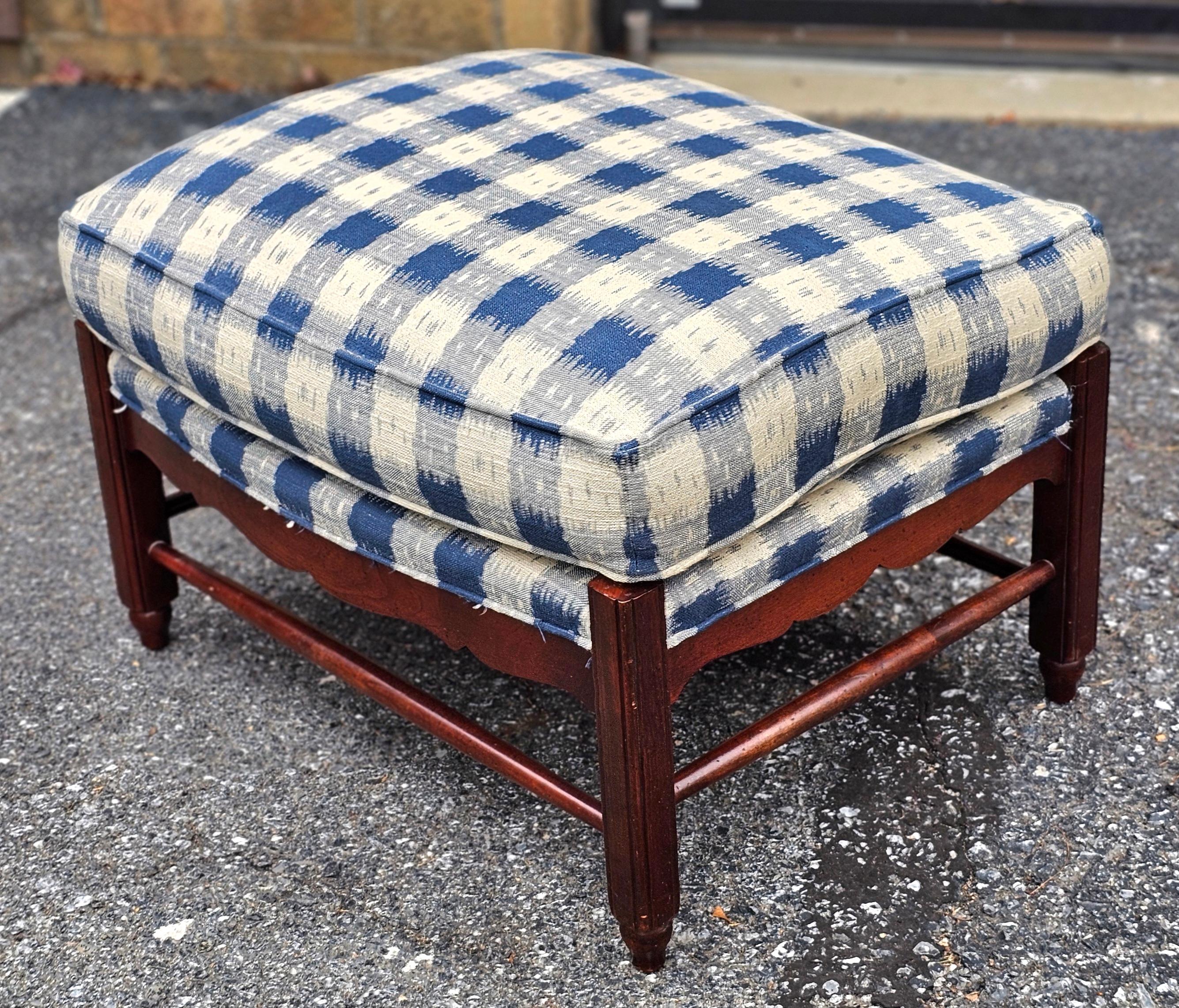 Hickory Chair Colonial Revival Cherry and Upholstered Lounge Chair & Ottoman Set For Sale 11
