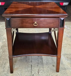 Hickory Chair Company Bookmatched Fruitwood Tiered Stretcher Side Table