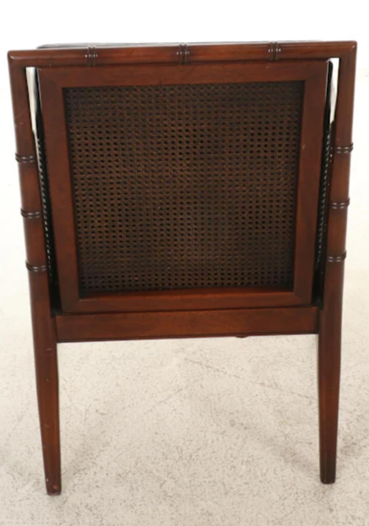 Mid-20th Century Hickory Chair Company Faux Bamboo Campaign Chair and Ottoman For Sale