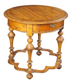 Hickory Chair Company William & Mary Style Round Oak Side Table 28"