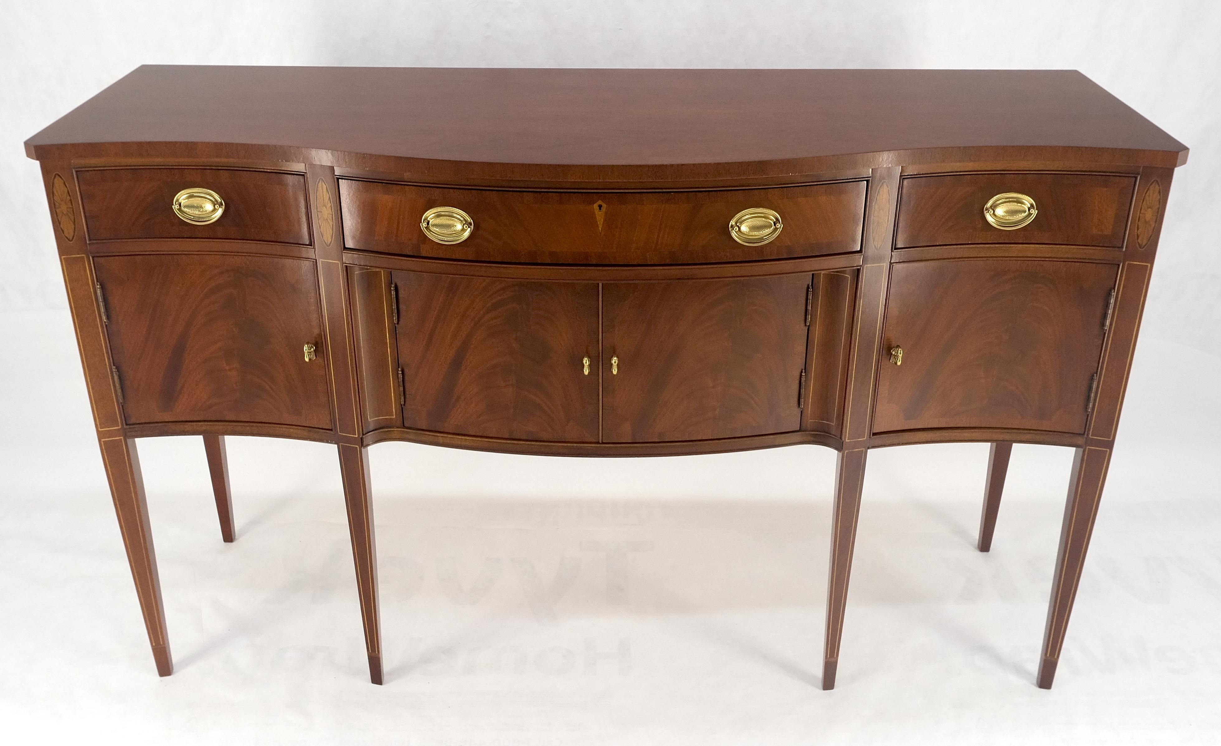 American Hickory Chair Crotch Mahogany Serpentine Front Tapered Leg Inlaid Sideboard MINT