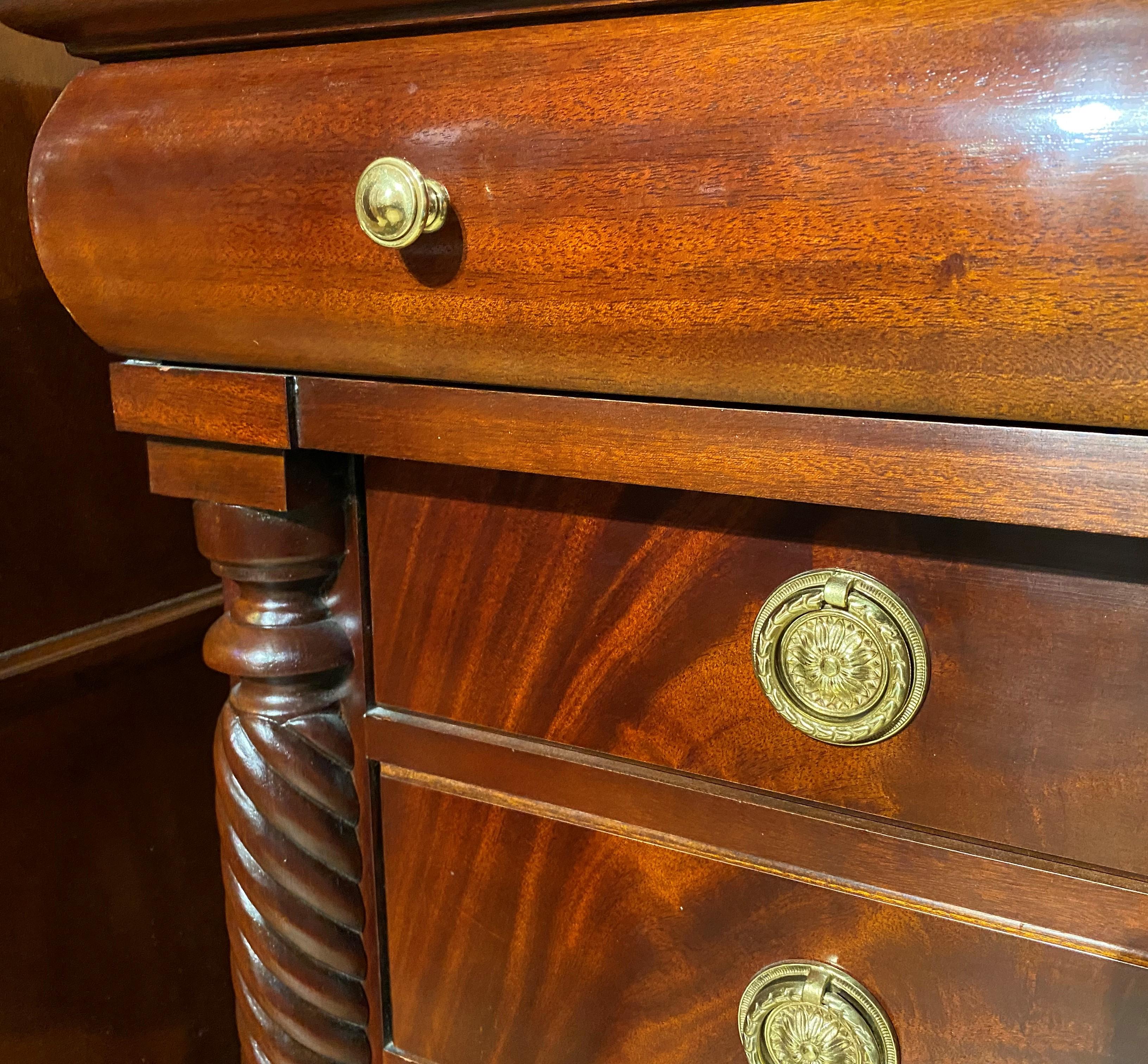Hickory Chair Empire Style Mahogany Six Drawer High Chest  In Good Condition In Milford, NH