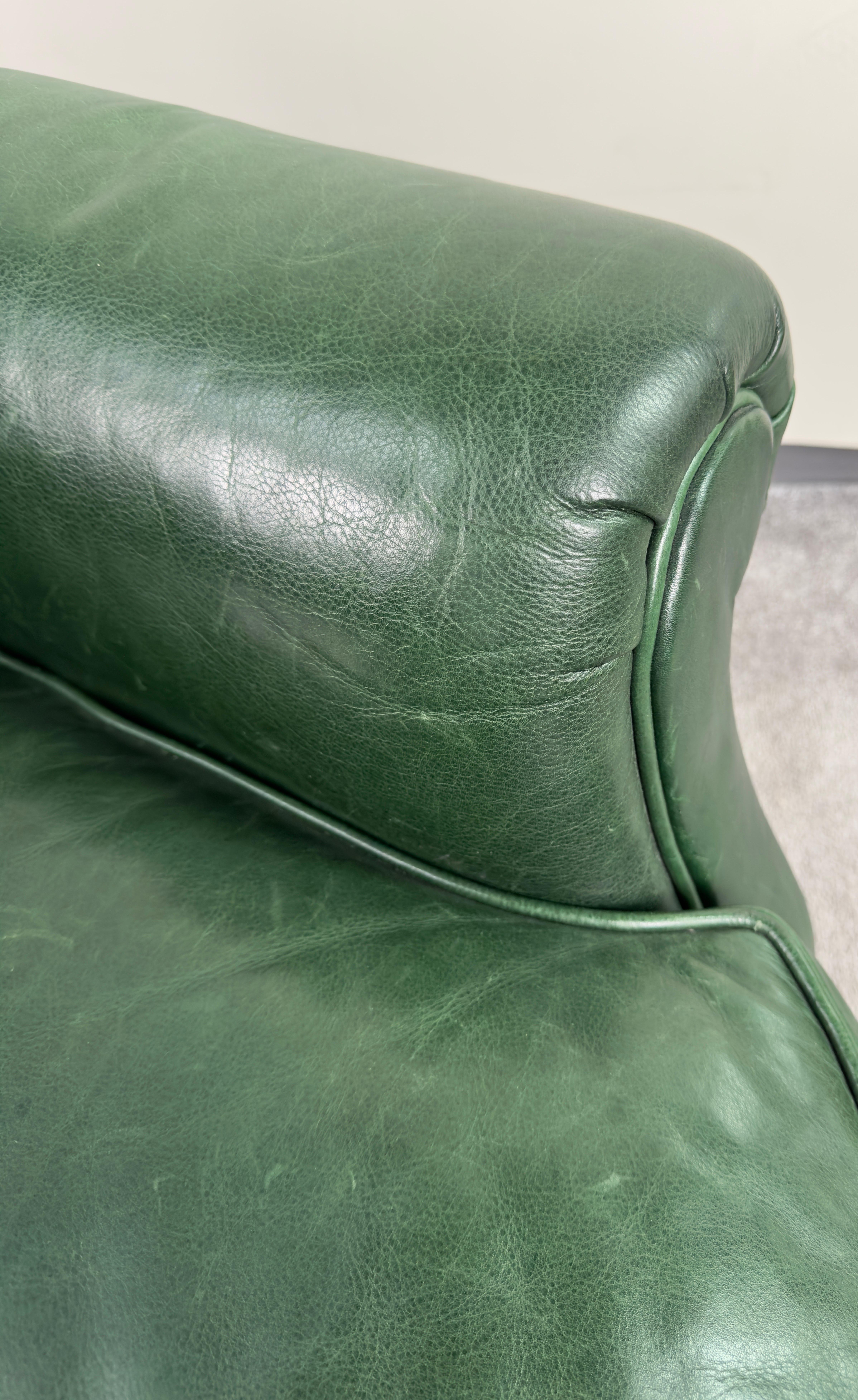 Hickory Chair English Style Green leather Club Chair  4
