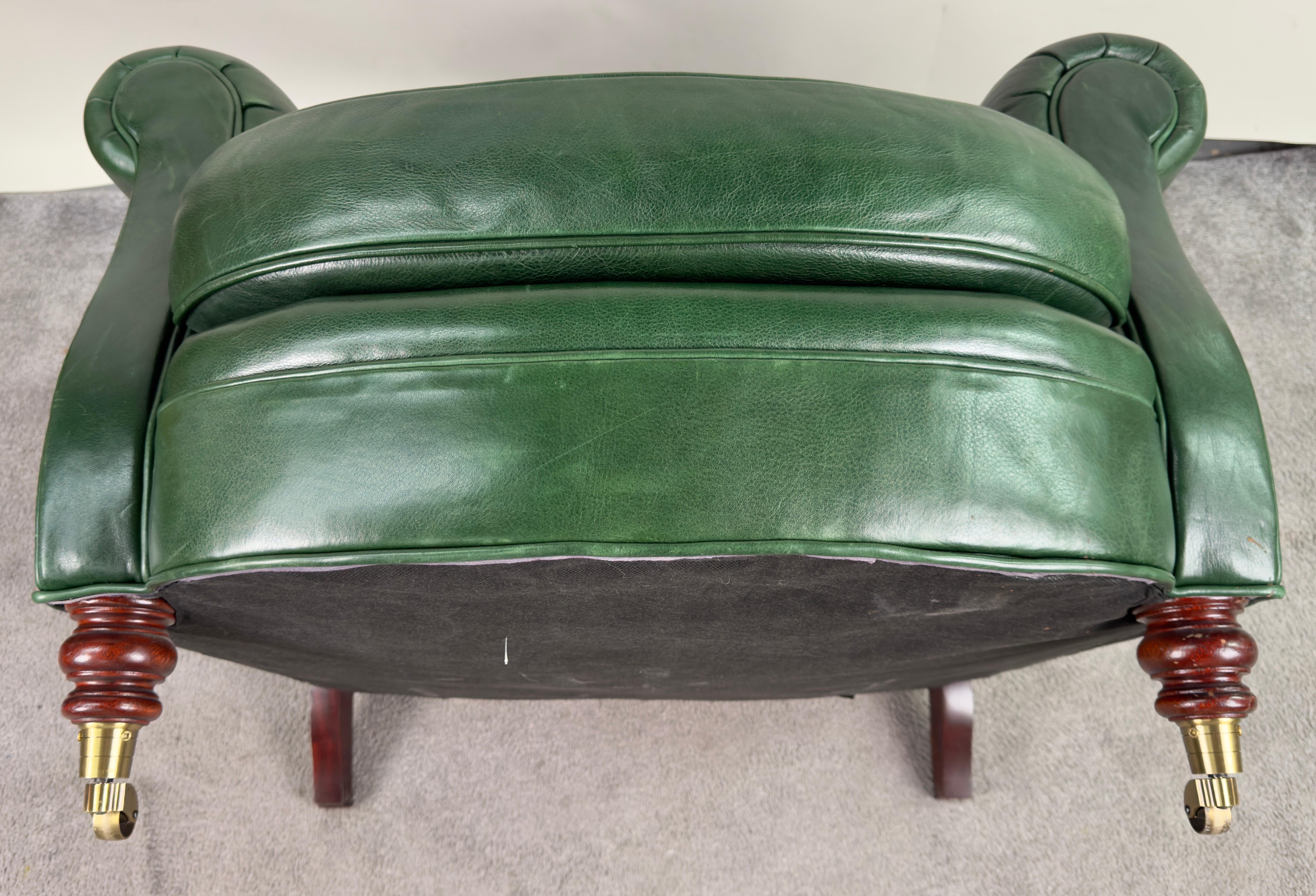 Hickory Chair English Style Green leather Club Chair  6
