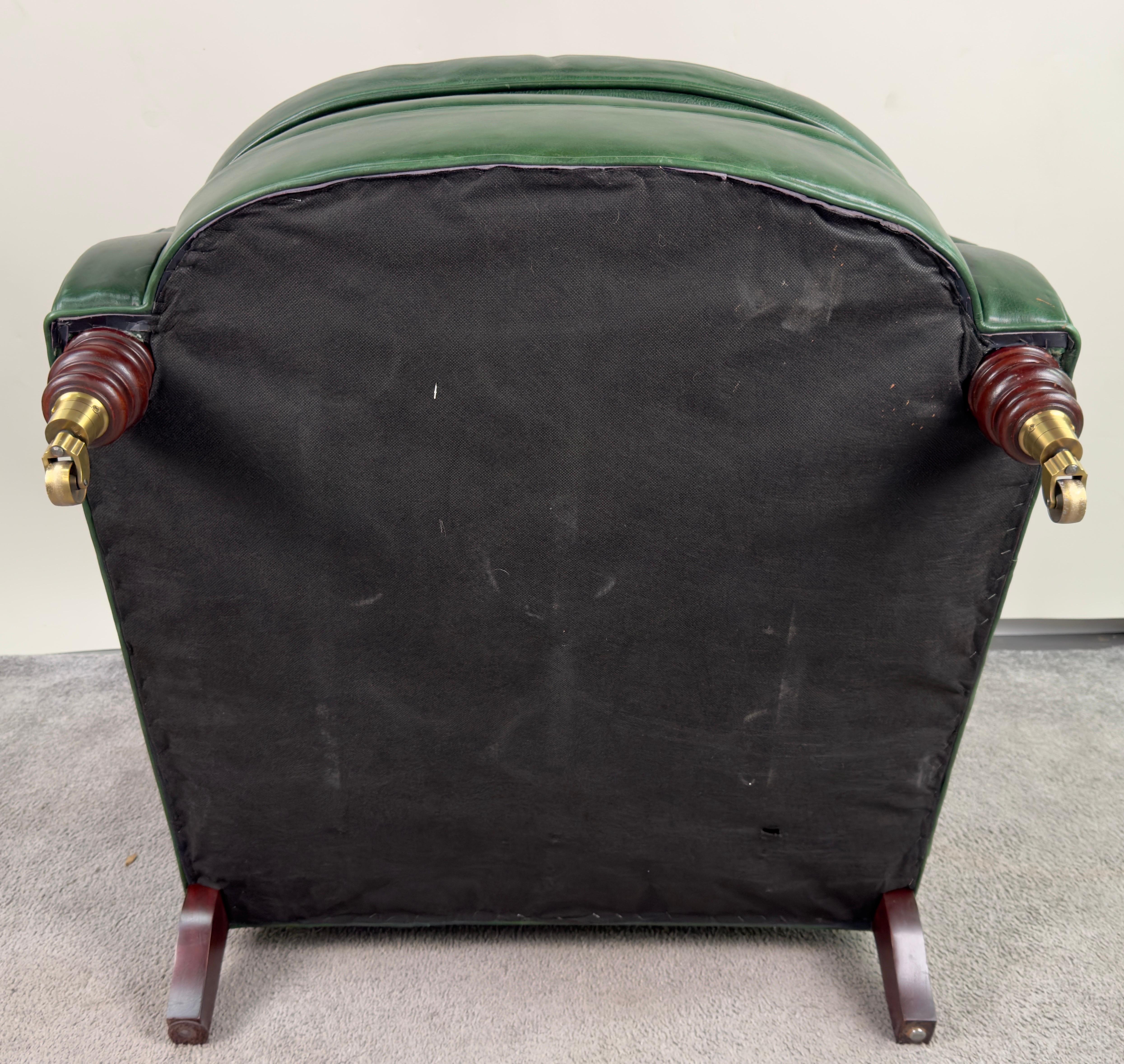 Hickory Chair English Style Green leather Club Chair  10