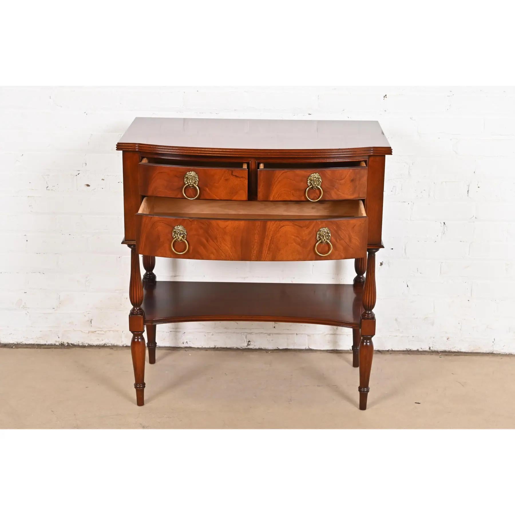 Brass Hickory Chair Federal Flame Mahogany Buffet Server or Hall Table For Sale