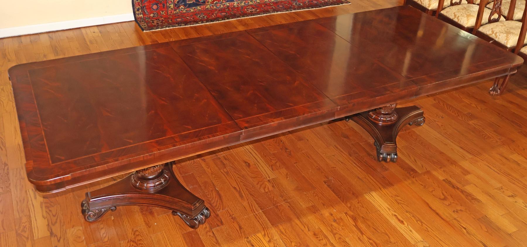 Hickory Chair Flame Mahogany Regency Style Two Pedestal Conference Dining Table For Sale 5