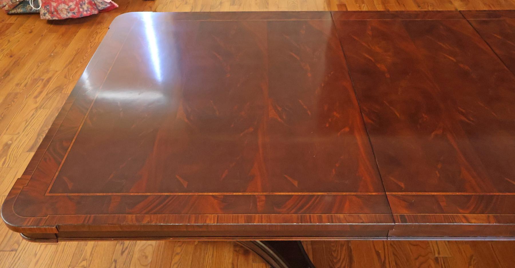 Hickory Chair Flame Mahogany Regency Style Two Pedestal Conference Dining Table For Sale 6