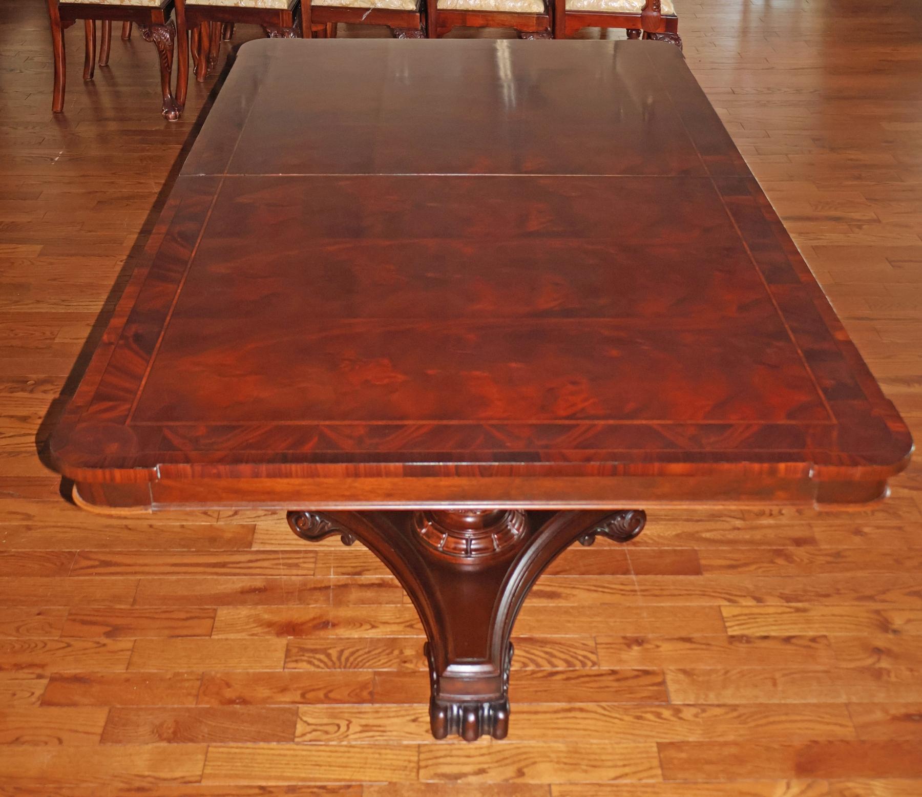 Hickory Chair Flame Mahogany Regency Style Two Pedestal Conference Dining Table For Sale 1