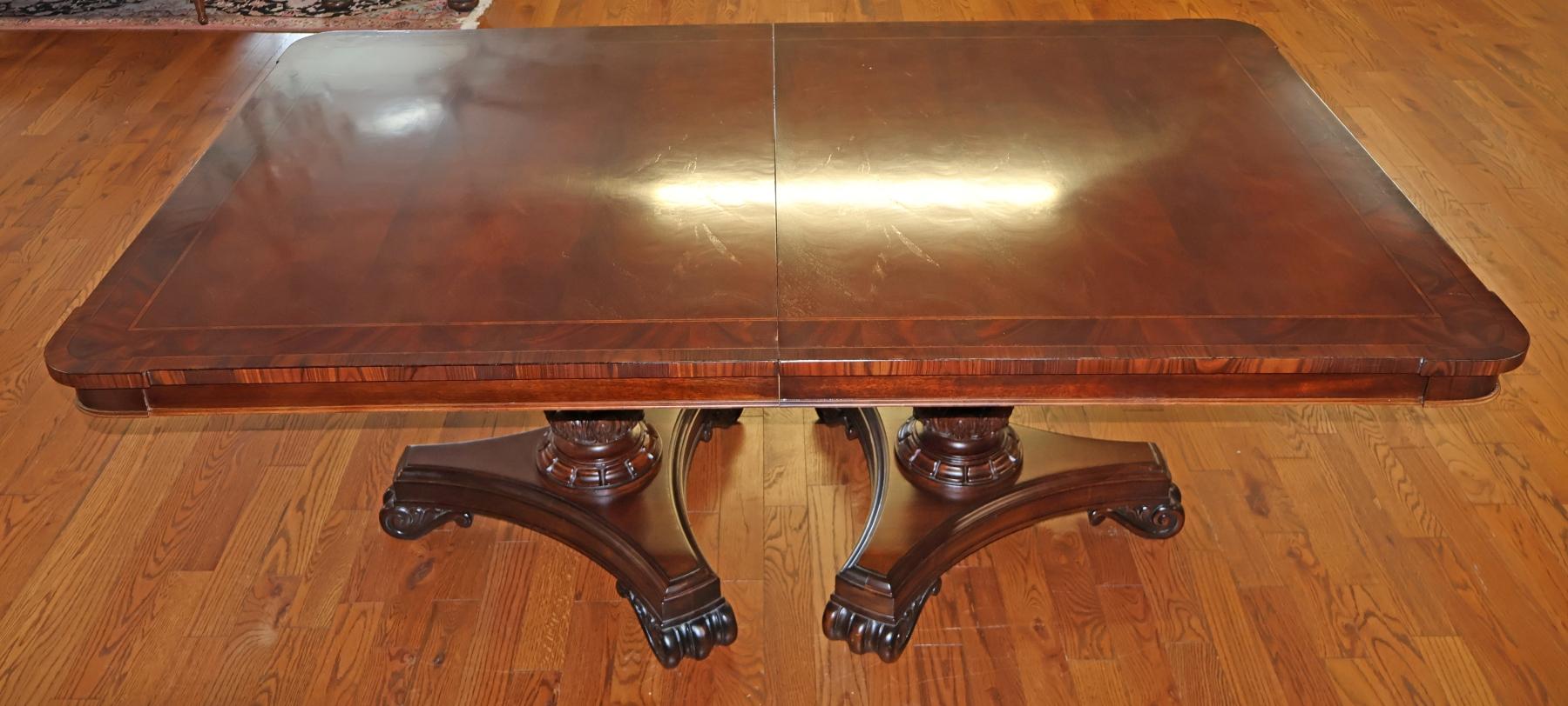 Hickory Chair Flame Mahogany Regency Style Two Pedestal Conference Dining Table For Sale 3