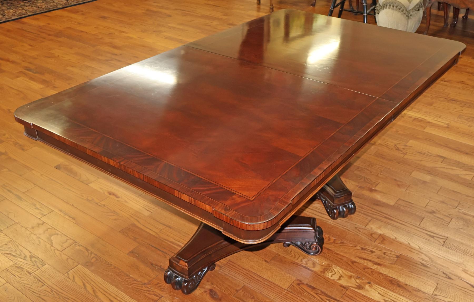 Hickory Chair Flame Mahogany Regency Style Two Pedestal Conference Dining Table For Sale 4