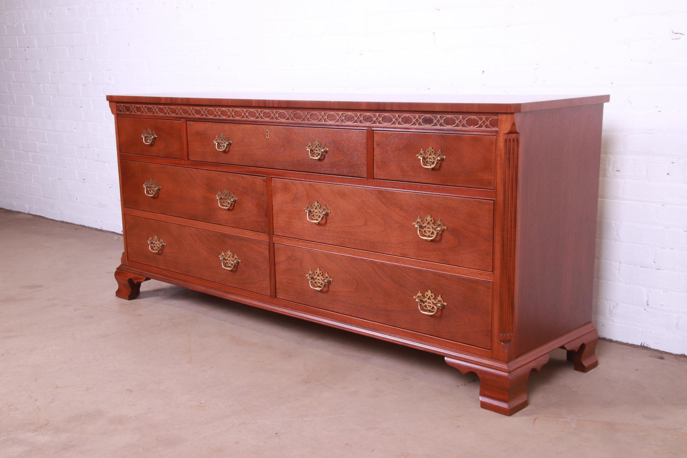 A gorgeous Georgian or Chippendale style seven-drawer dresser or credenza.

By Hickory Chair Company, 