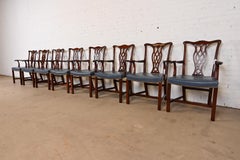 Hickory-Stuhl Georgianische georgianische gepolsterte Mahagoni-Leder-Esszimmerstühle, 8er-Set