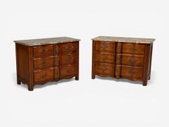 Hickory Chair, Louis XV Style Commodes, Wood, Brass, Marble, USA, 1980s