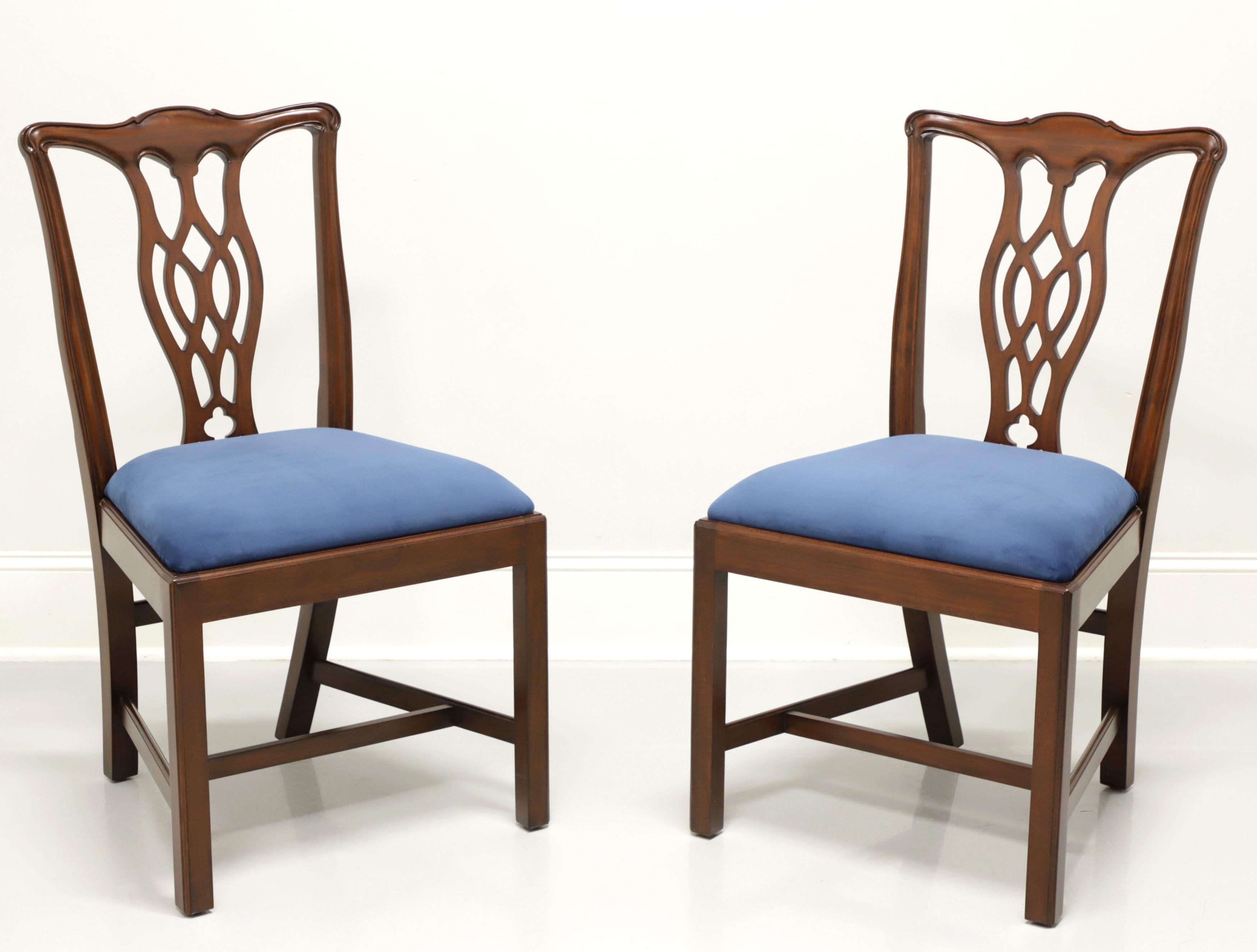 HICKORY CHAIR Mahogany Chippendale Straight Leg Dining Side Chairs - Pair 3