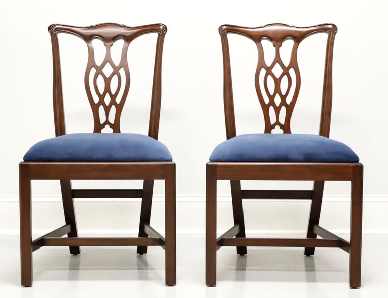 American HICKORY CHAIR Mahogany Chippendale Straight Leg Dining Side Chairs - Pair For Sale