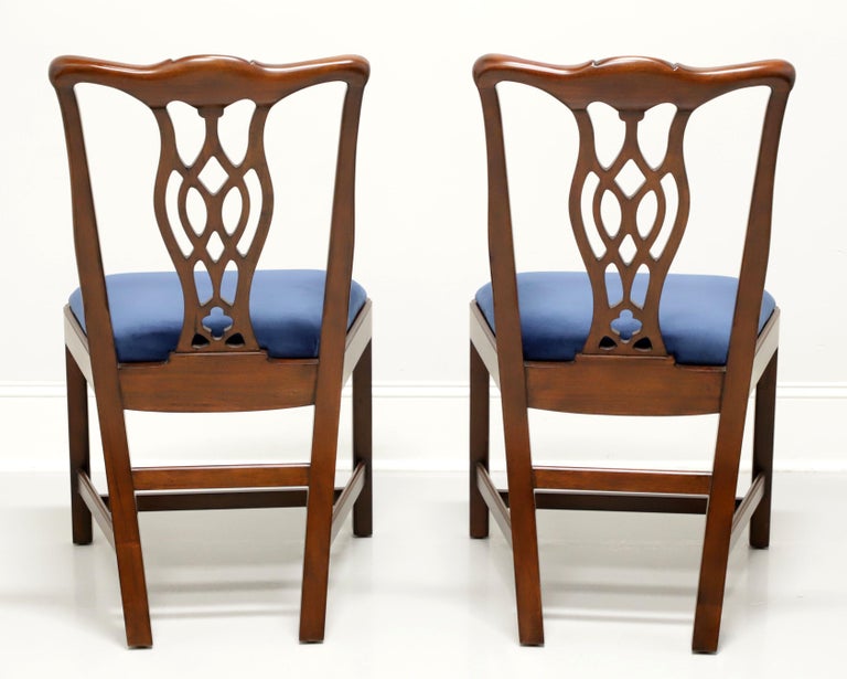 20th Century HICKORY CHAIR Mahogany Chippendale Straight Leg Dining Side Chairs - Pair For Sale