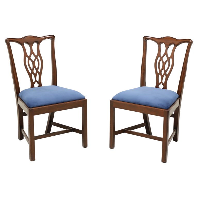 HICKORY CHAIR Mahogany Chippendale Straight Leg Dining Side Chairs - Pair For Sale