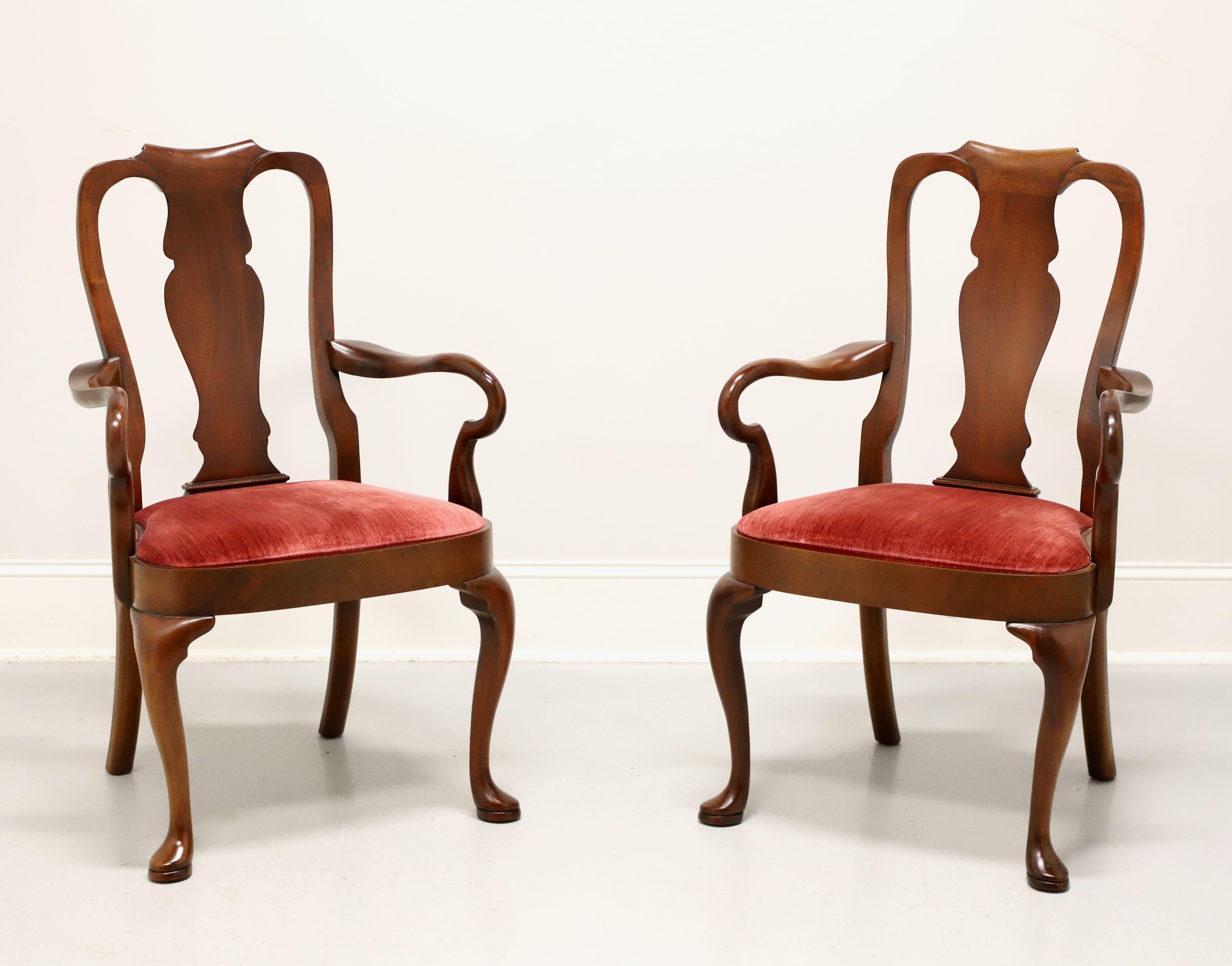 HICKORY CHAIR Mahogany Queen Anne Dining Armchairs - Pair 5