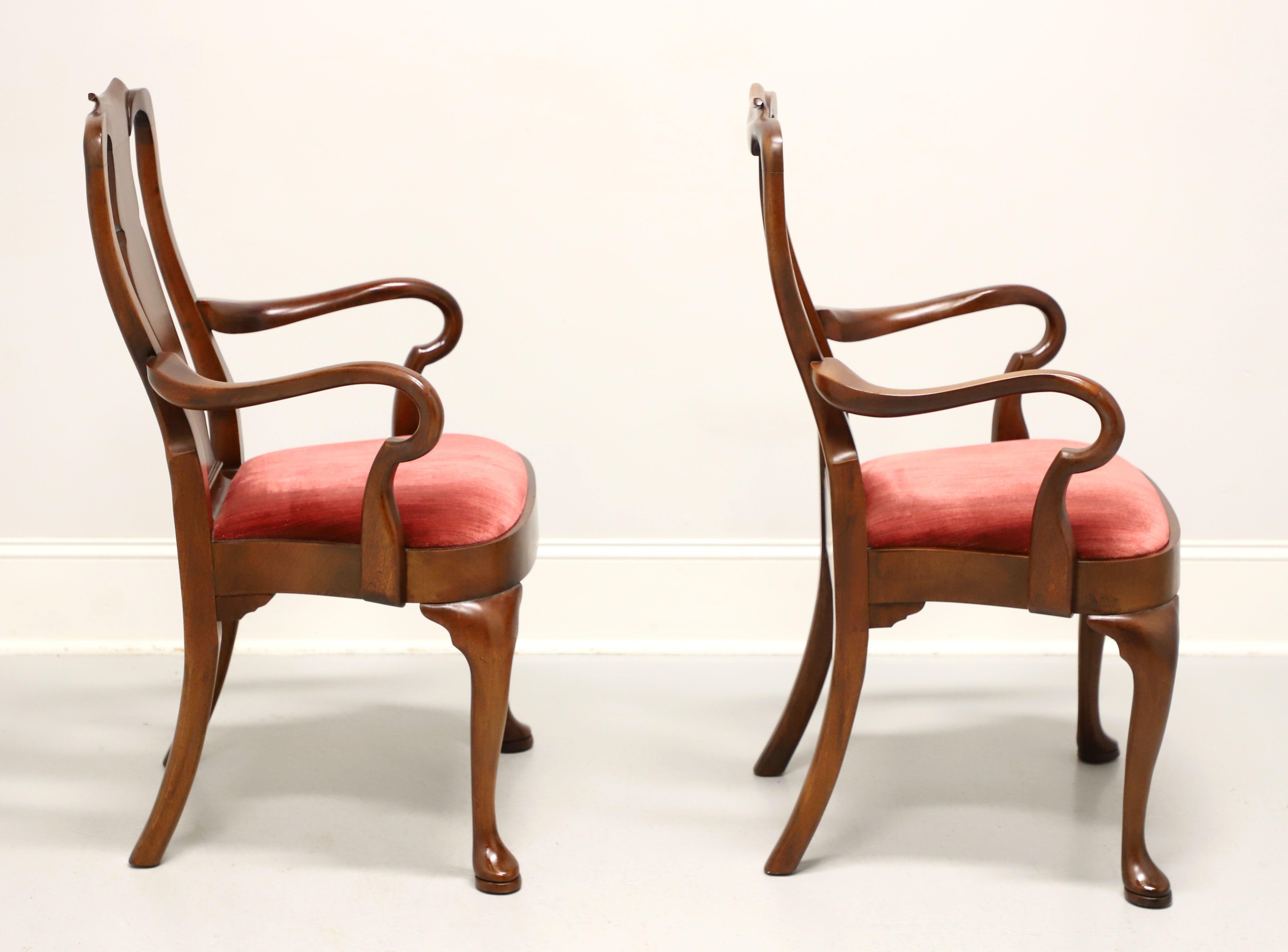 American HICKORY CHAIR Mahogany Queen Anne Dining Armchairs - Pair