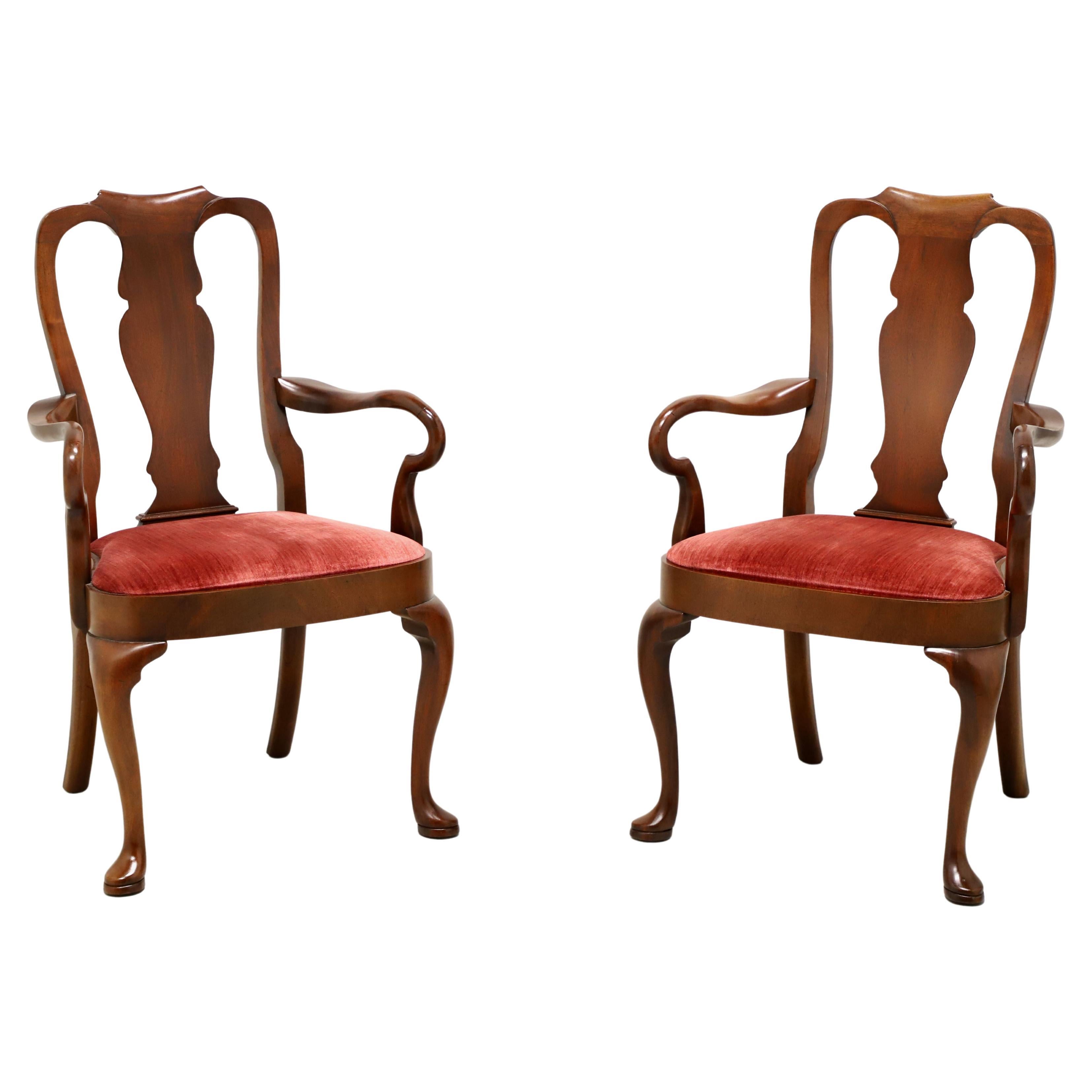 HICKORY CHAIR Mahogany Queen Anne Dining Armchairs - Pair