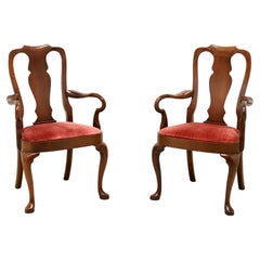 HICKORY CHAIR Mahogany Queen Anne Dining Armchairs - Pair