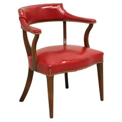 HICKORY CHAIR Mid 20th Century Red Faux Leather Library / Office Chair - A