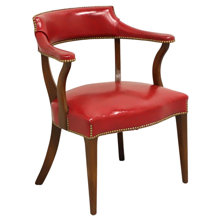 HICKORY CHAIR Mid 20th Century Red Faux Leather Library / Office Chair - A