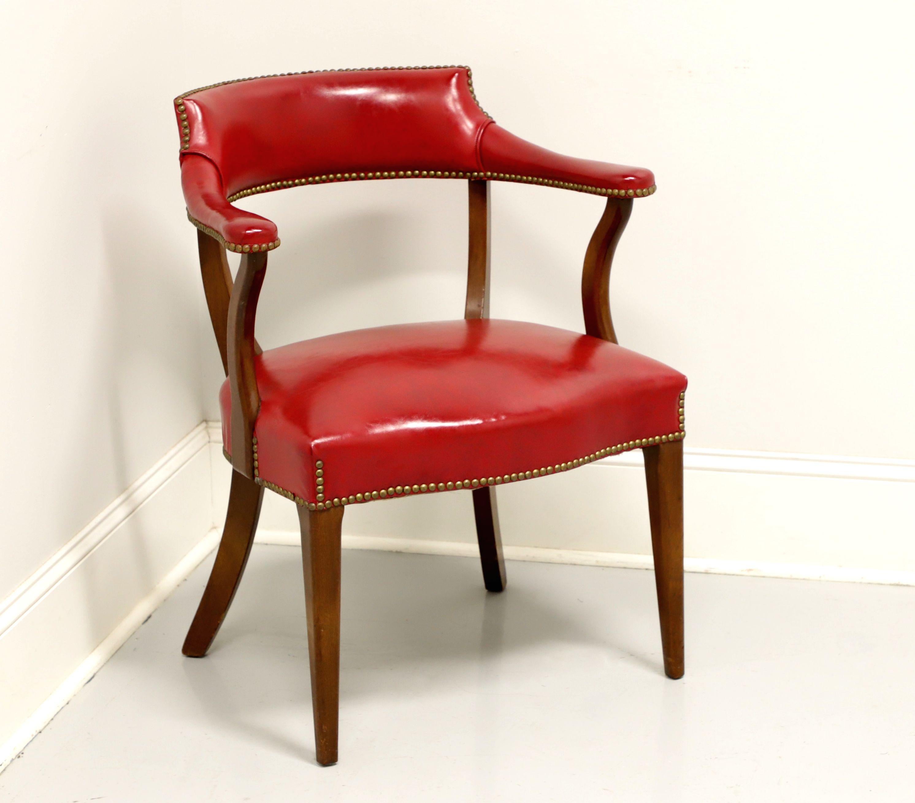 HICKORY CHAIR Mid 20th Century Red Faux Leather Library / Office Chair - B 3