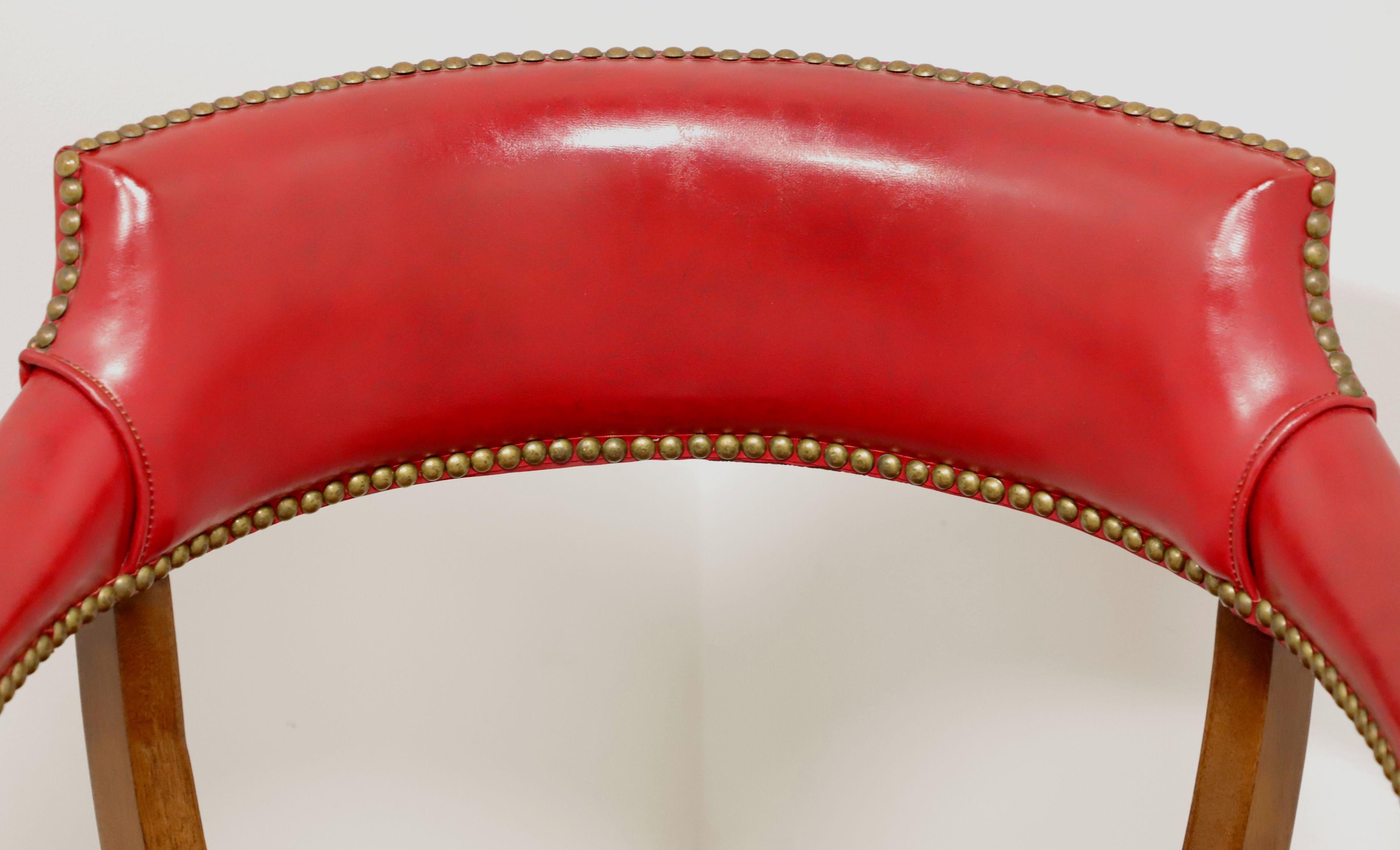 American HICKORY CHAIR Mid 20th Century Red Faux Leather Library / Office Chair - B