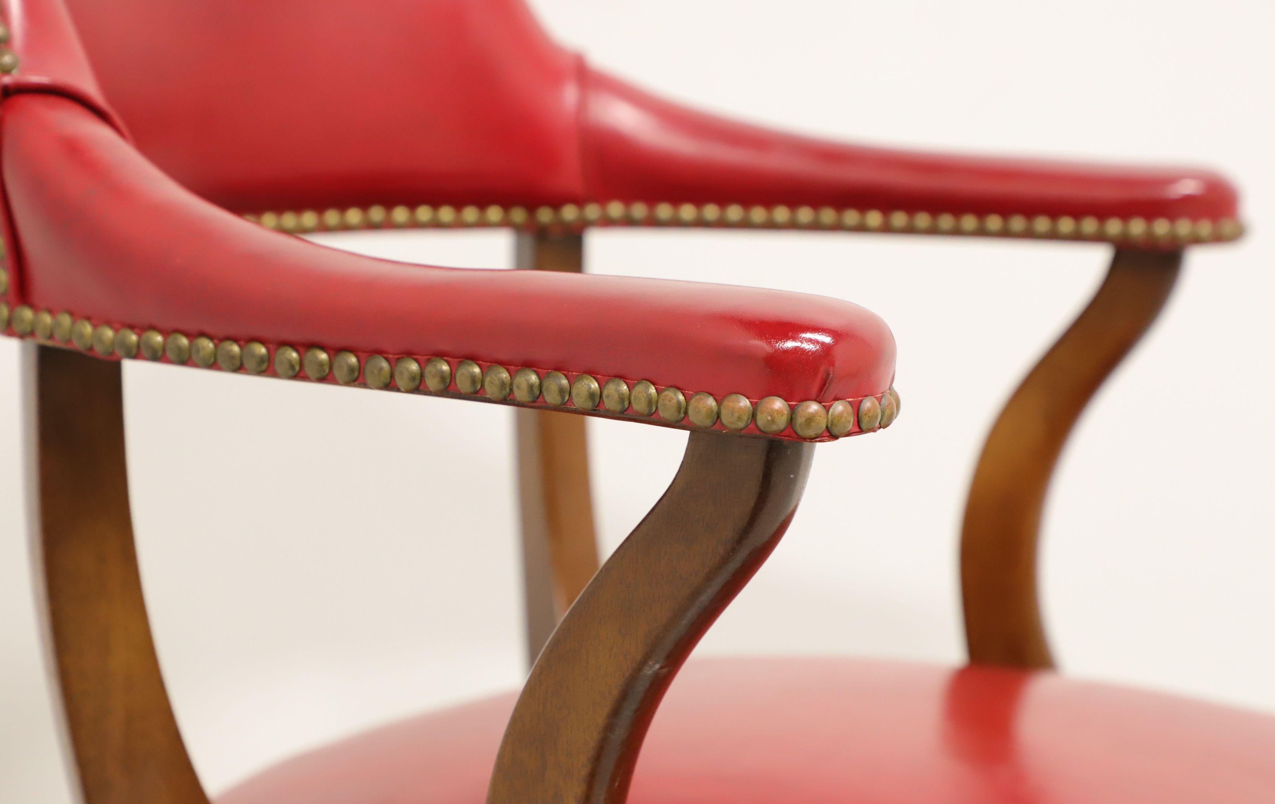 HICKORY CHAIR Mid 20th Century Red Faux Leather Library / Office Chair - B In Good Condition In Charlotte, NC
