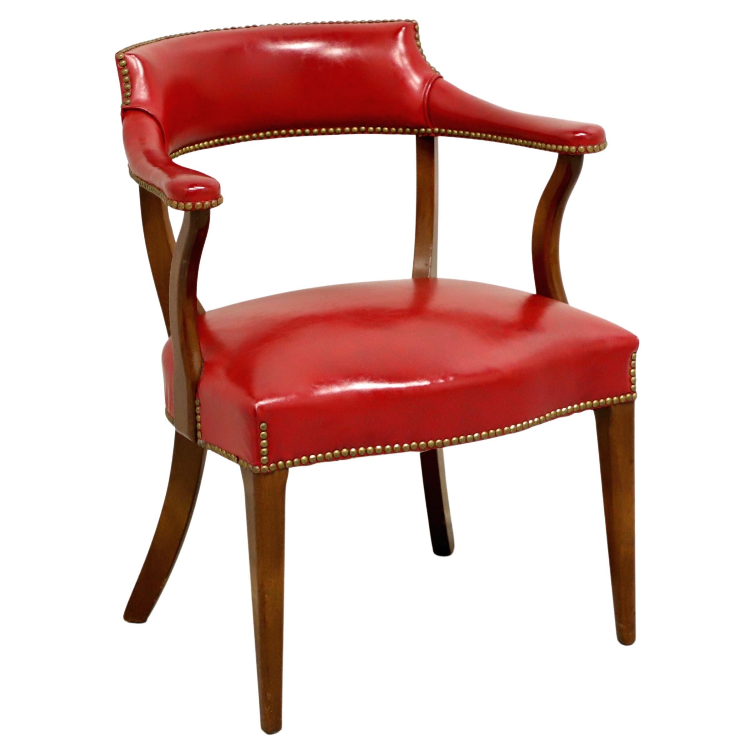 HICKORY CHAIR Mid 20th Century Red Faux Leather Library / Office Chair - B  at 1stDibs | oh a red chair перевод