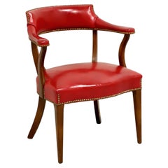 HICKORY CHAIR Mid 20th Century Red Faux Leather Library / Office Chair - B