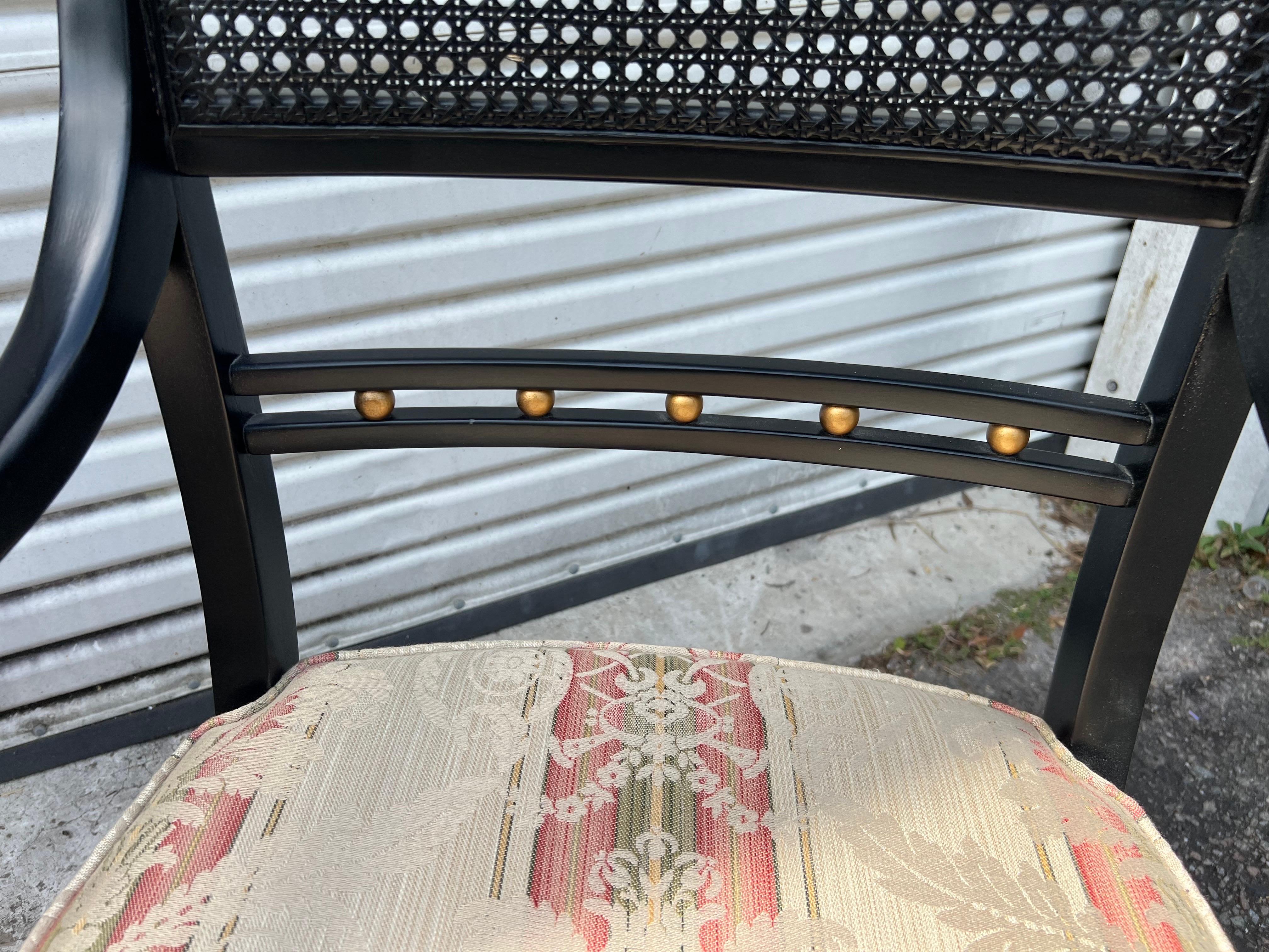 Hickory Chair Neoclassical Cane Back Chairs in Black and Gold - a Pair For Sale 4