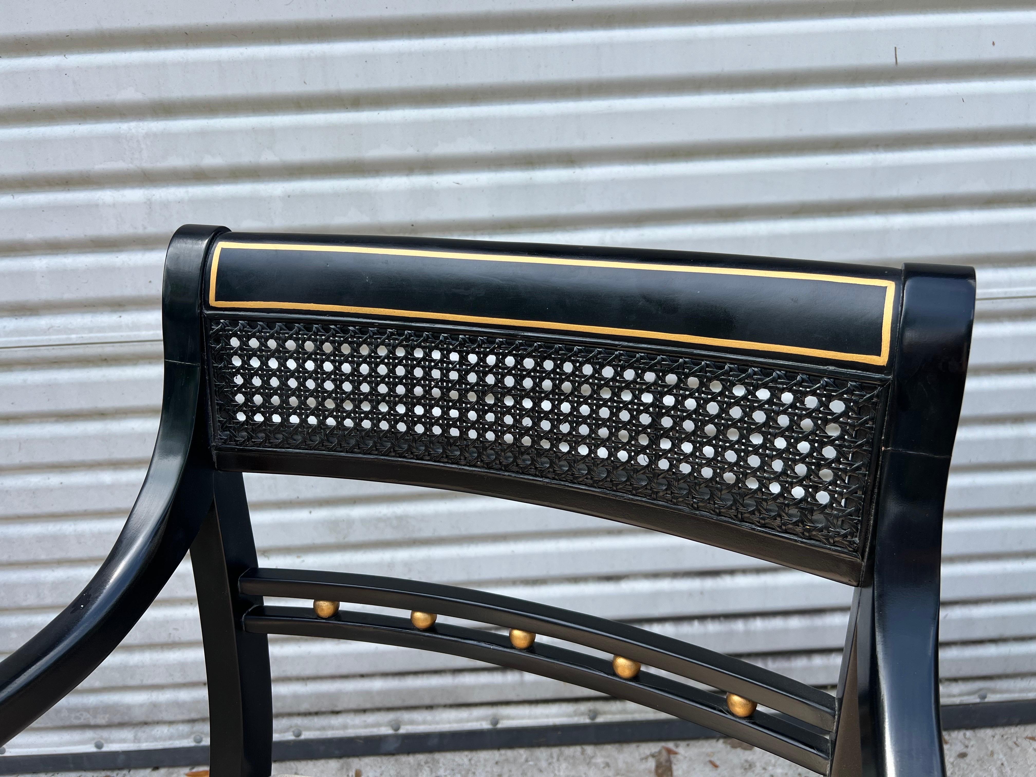 Hickory Chair Neoclassical Cane Back Chairs in Black and Gold - a Pair For Sale 6