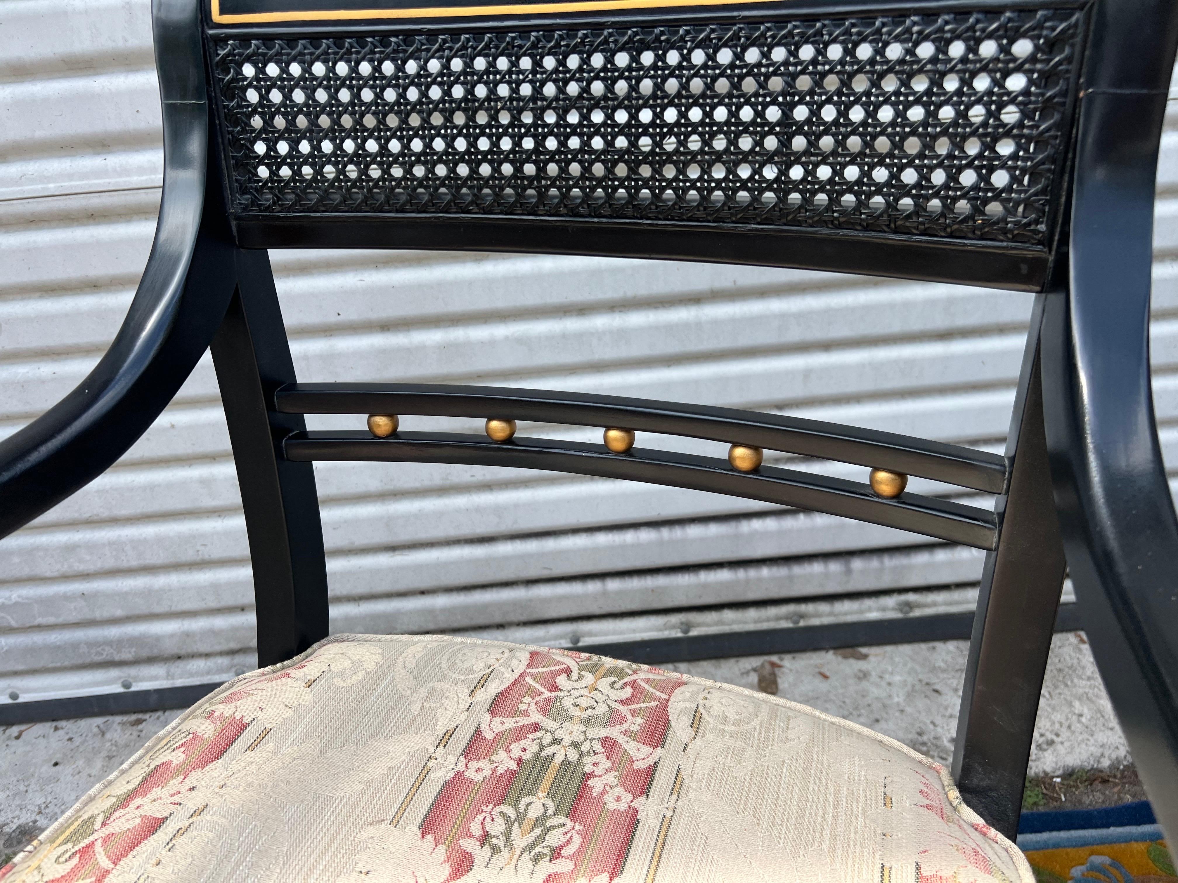 Hickory Chair Neoclassical Cane Back Chairs in Black and Gold - a Pair For Sale 7