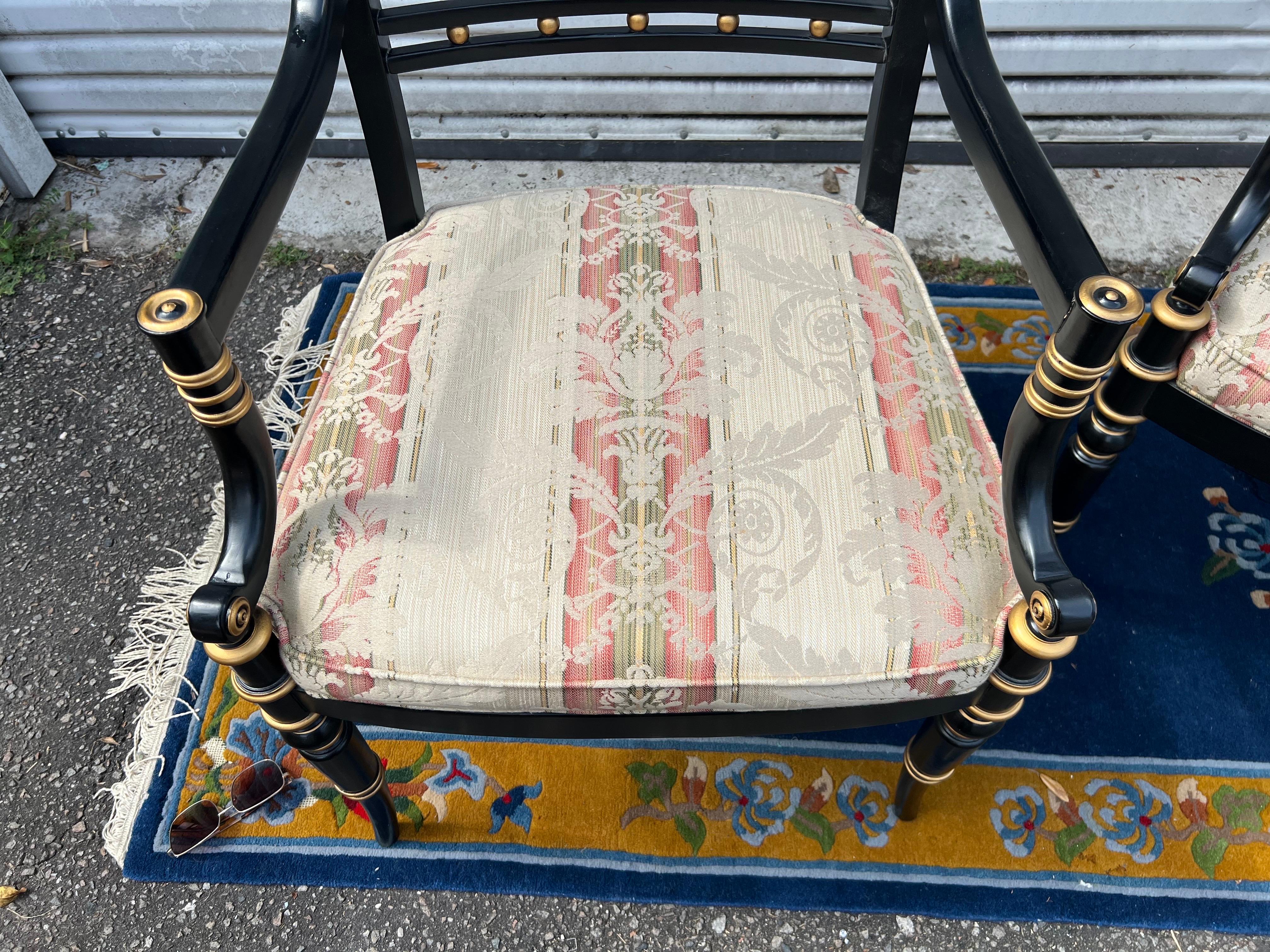 Hickory Chair Neoclassical Cane Back Chairs in Black and Gold - a Pair For Sale 8