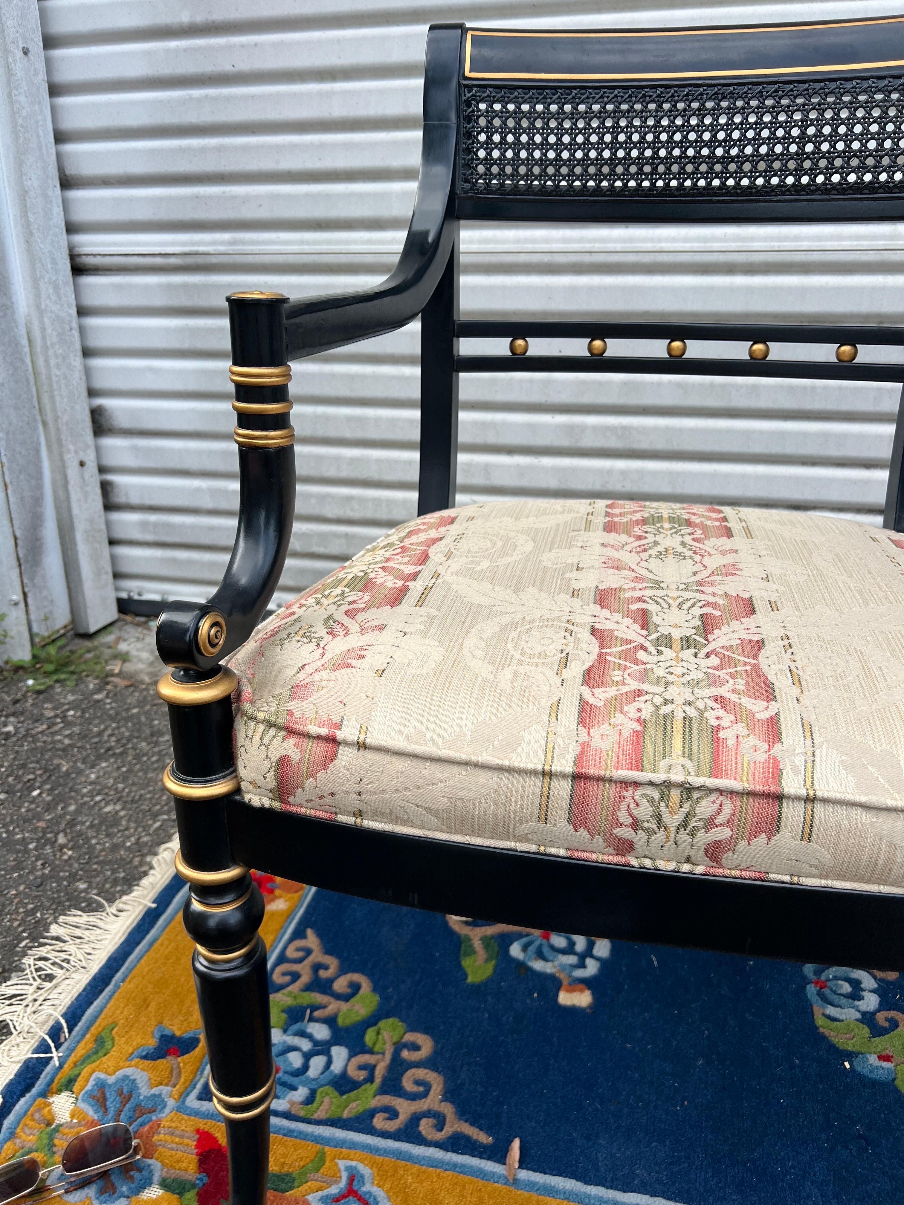 Hickory Chair Neoclassical Cane Back Chairs in Black and Gold - a Pair For Sale 9