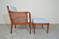 Hickory Chair & Ottoman Regency Style Faux Bamboo Caned Chair on Brass Casters