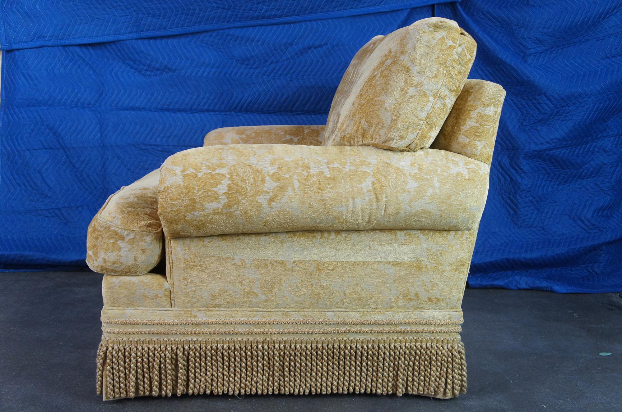 overstuffed rolled arm chair