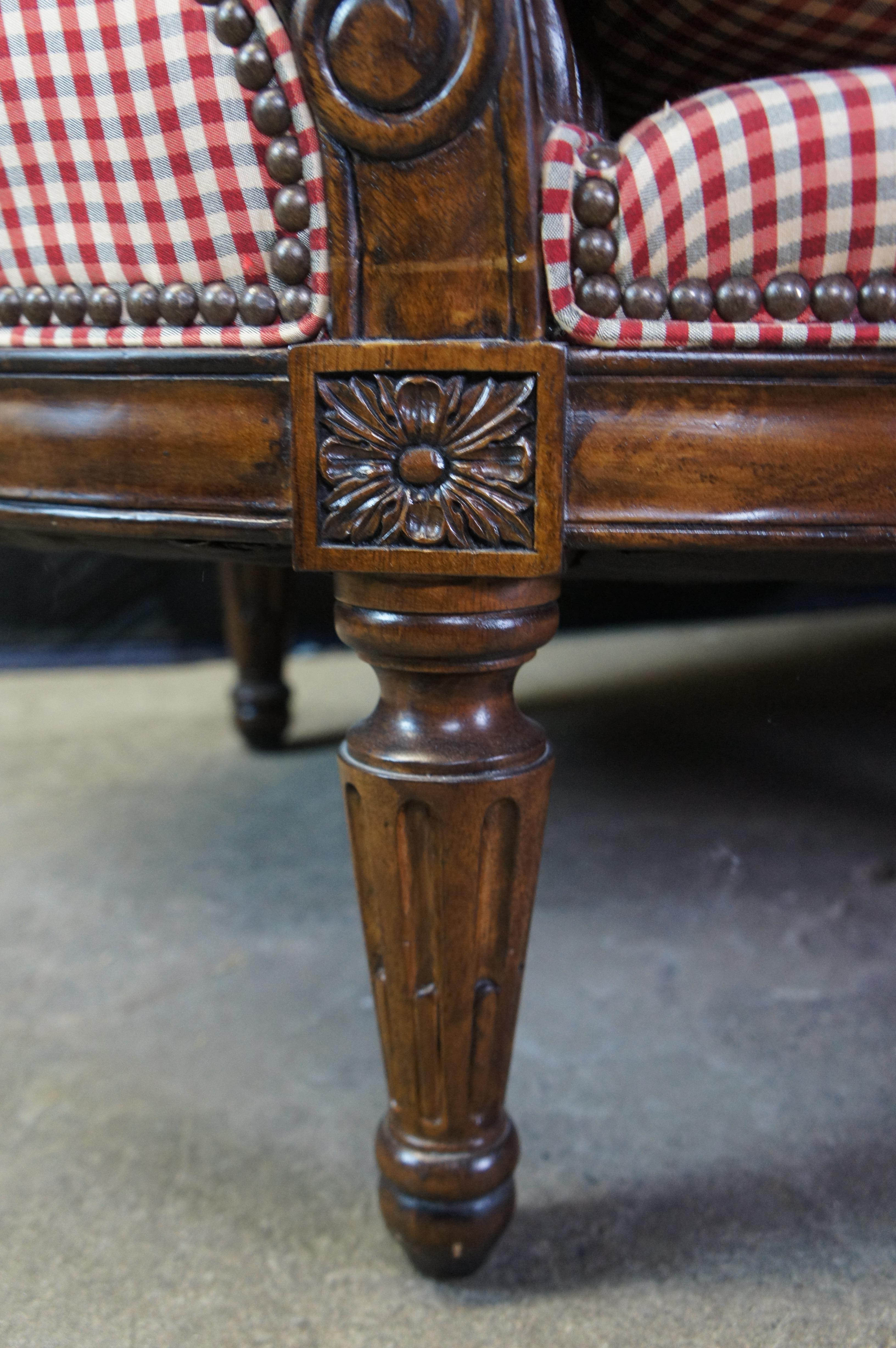 Hickory Chair Park Avenue Mahogany Plaid Nailhead Bench Settee Loveseat 1