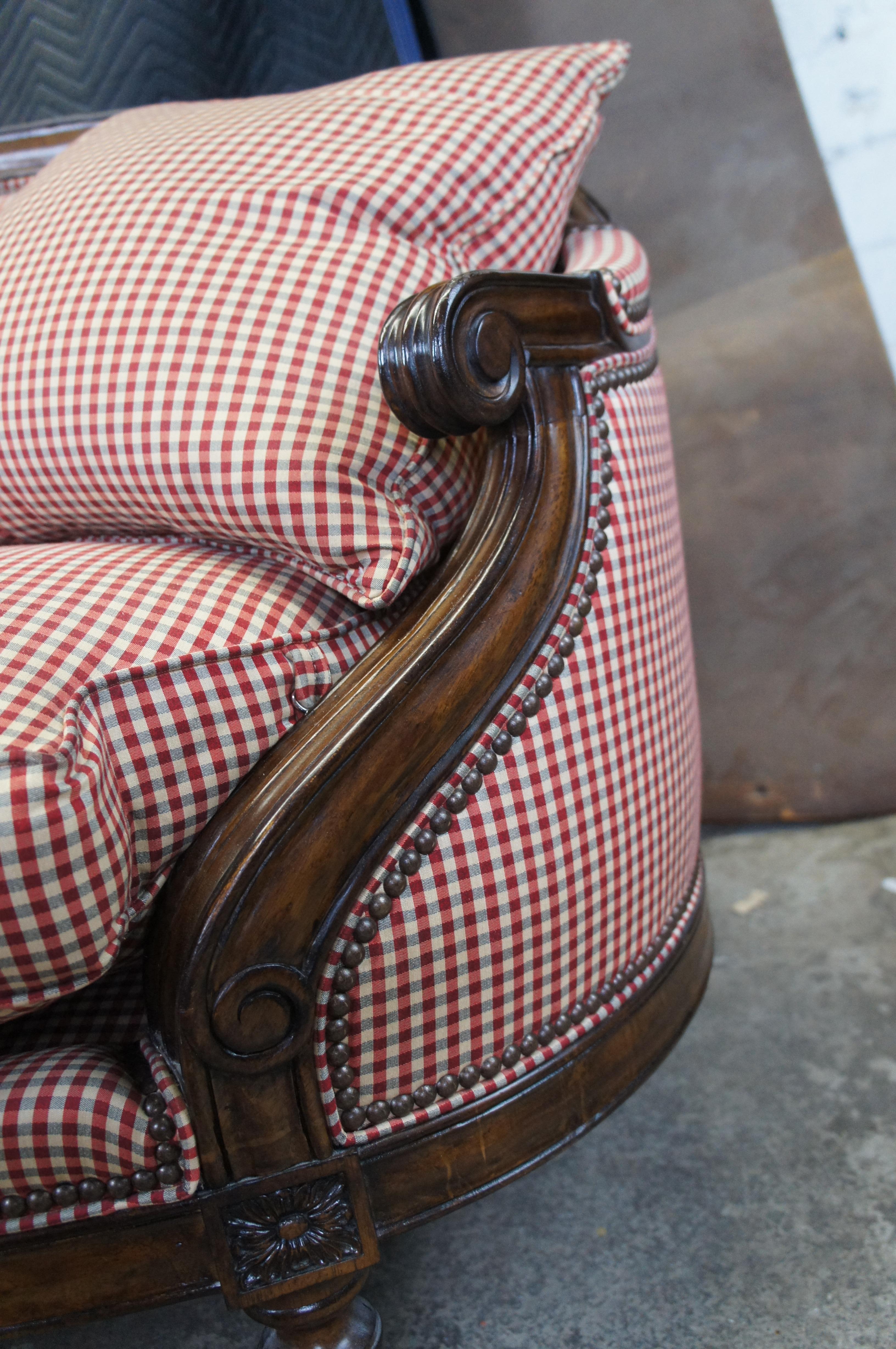 Hickory Chair Park Avenue Mahogany Plaid Nailhead Bench Settee Loveseat 2