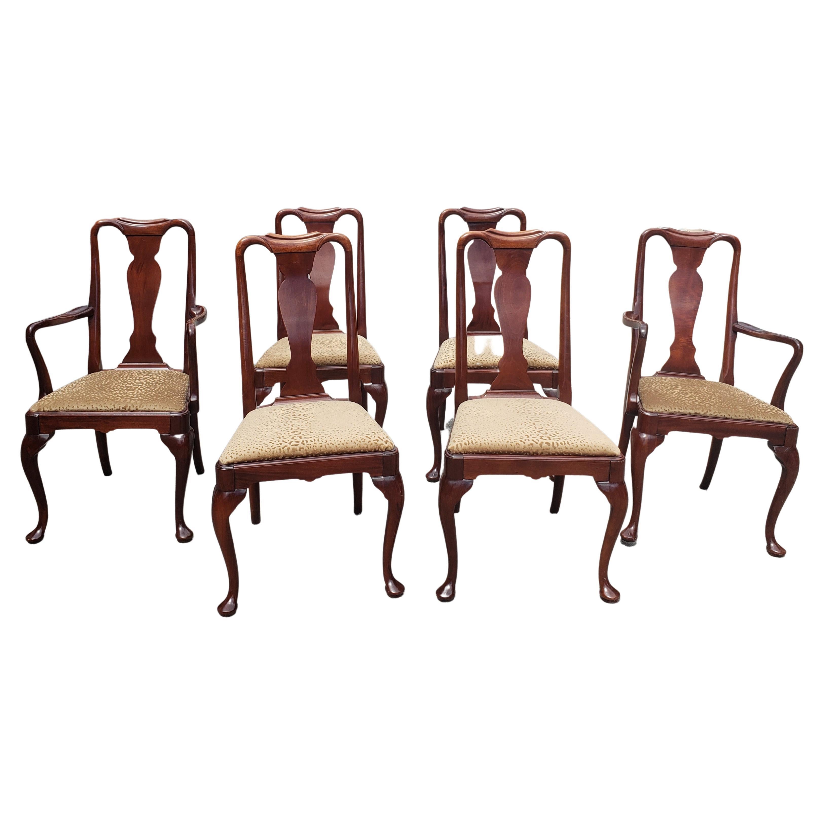 Hickory Chair Dining Chair,s Set Of 6. These Hickory Chairs are made of solid mahogany
 These chairs have classic detail and highlight American craftsmanship. Recently professionally reupholstered in beautifully leopard print velvet fabric and