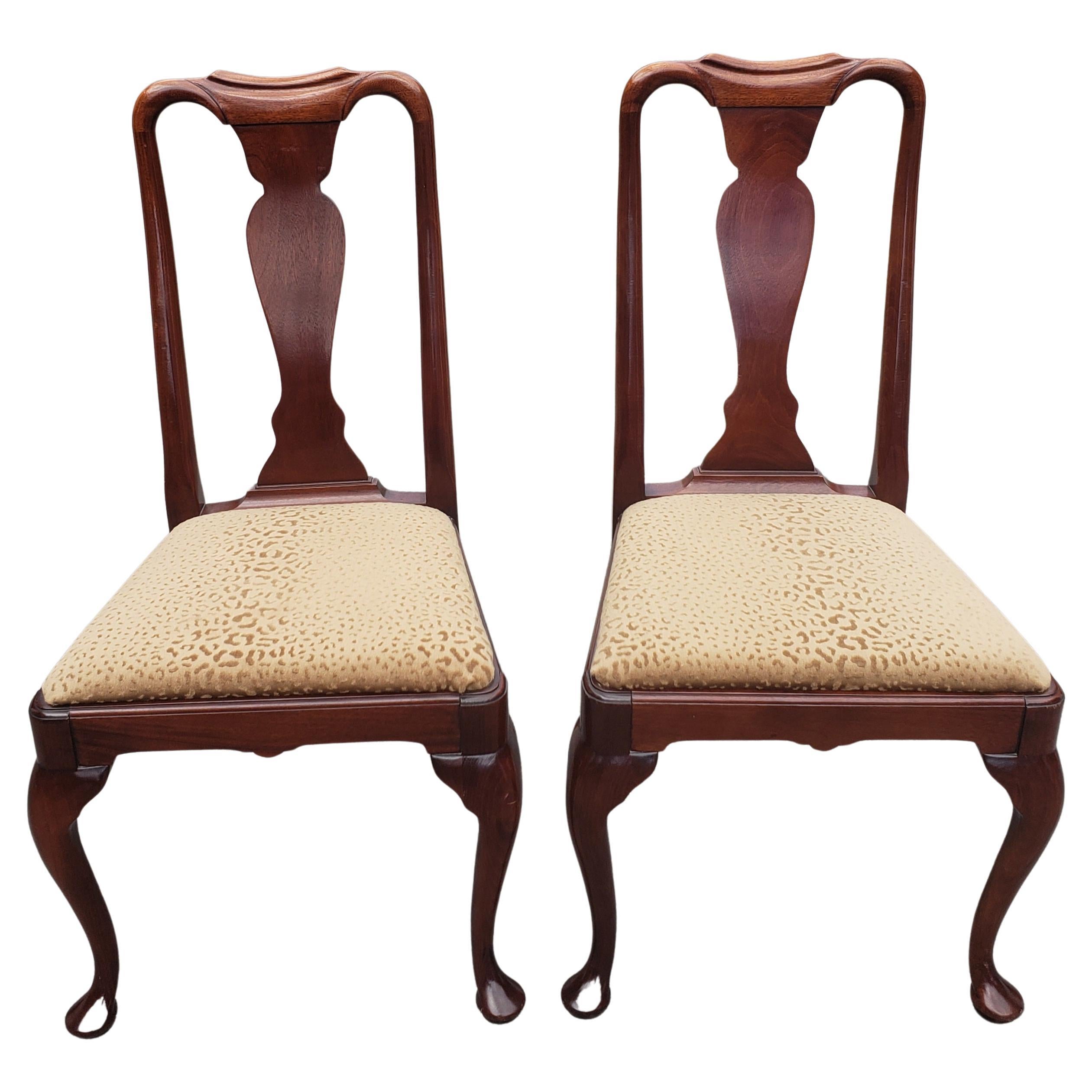 Upholstery Hickory Chair Queen Anne Mahogany Dinning Chairs, A Set