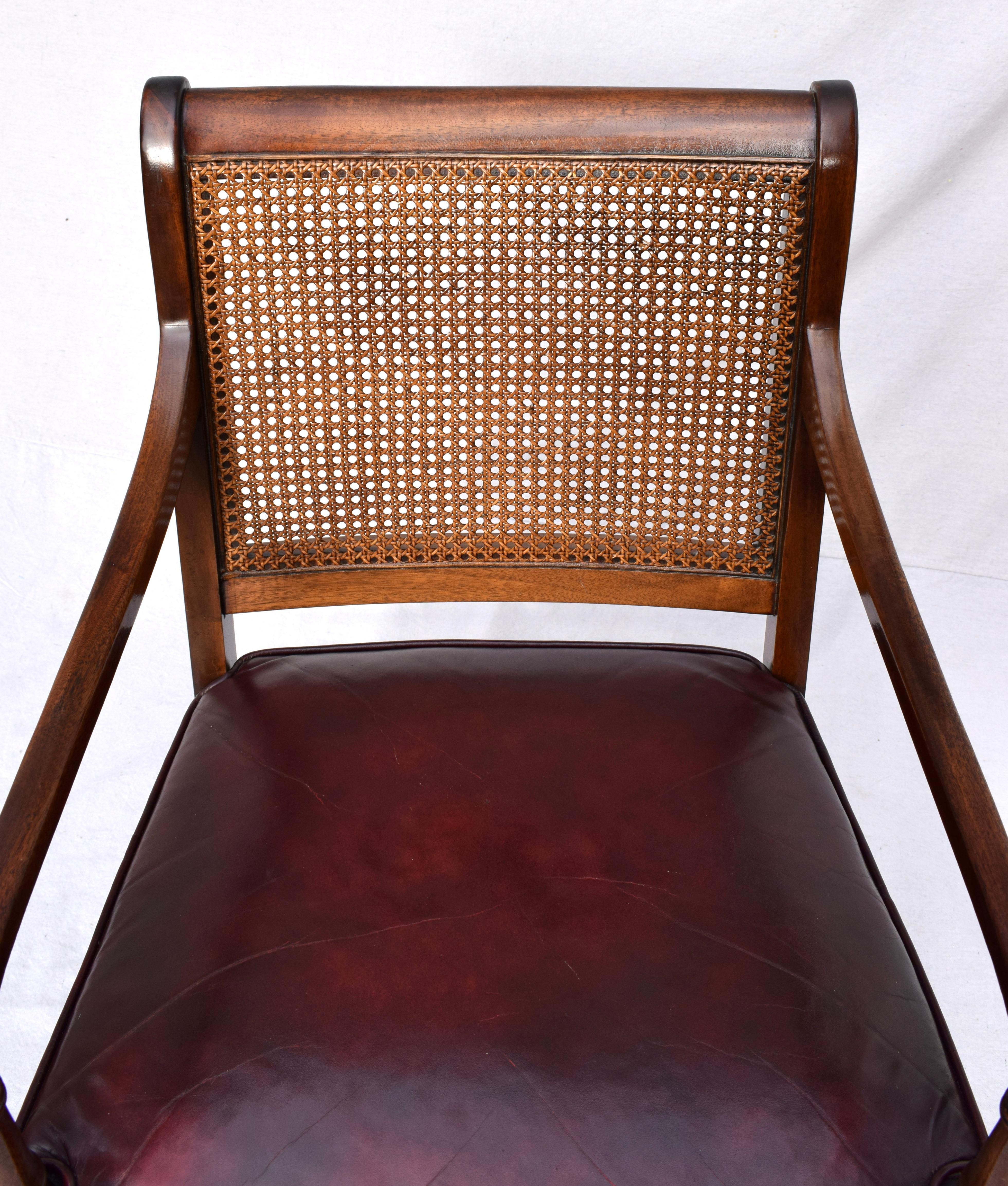 Hickory Chair Regency Faux Bamboo Caned Leather Chair 4