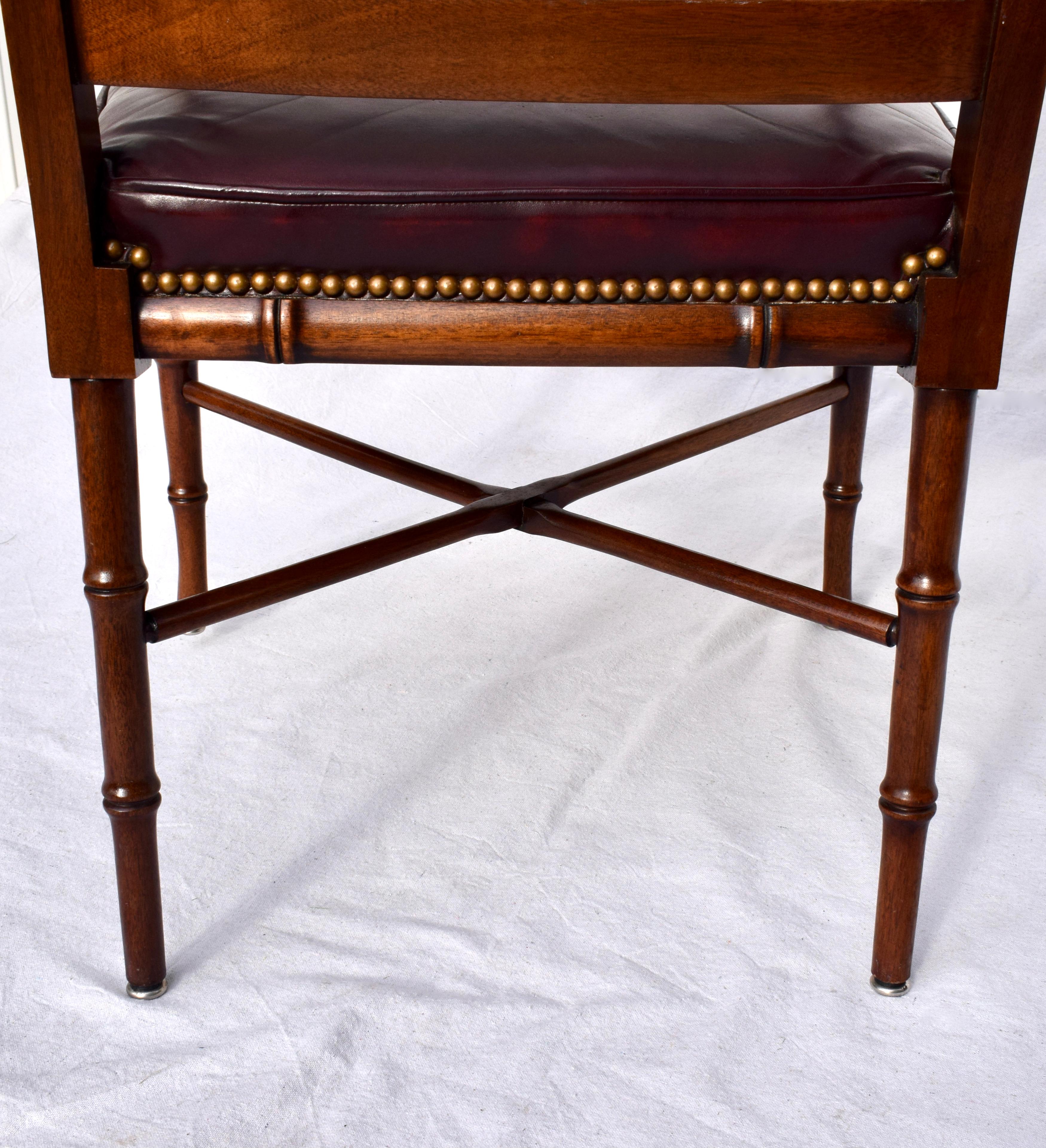 Hickory Chair Regency Faux Bamboo Caned Leather Chair 5