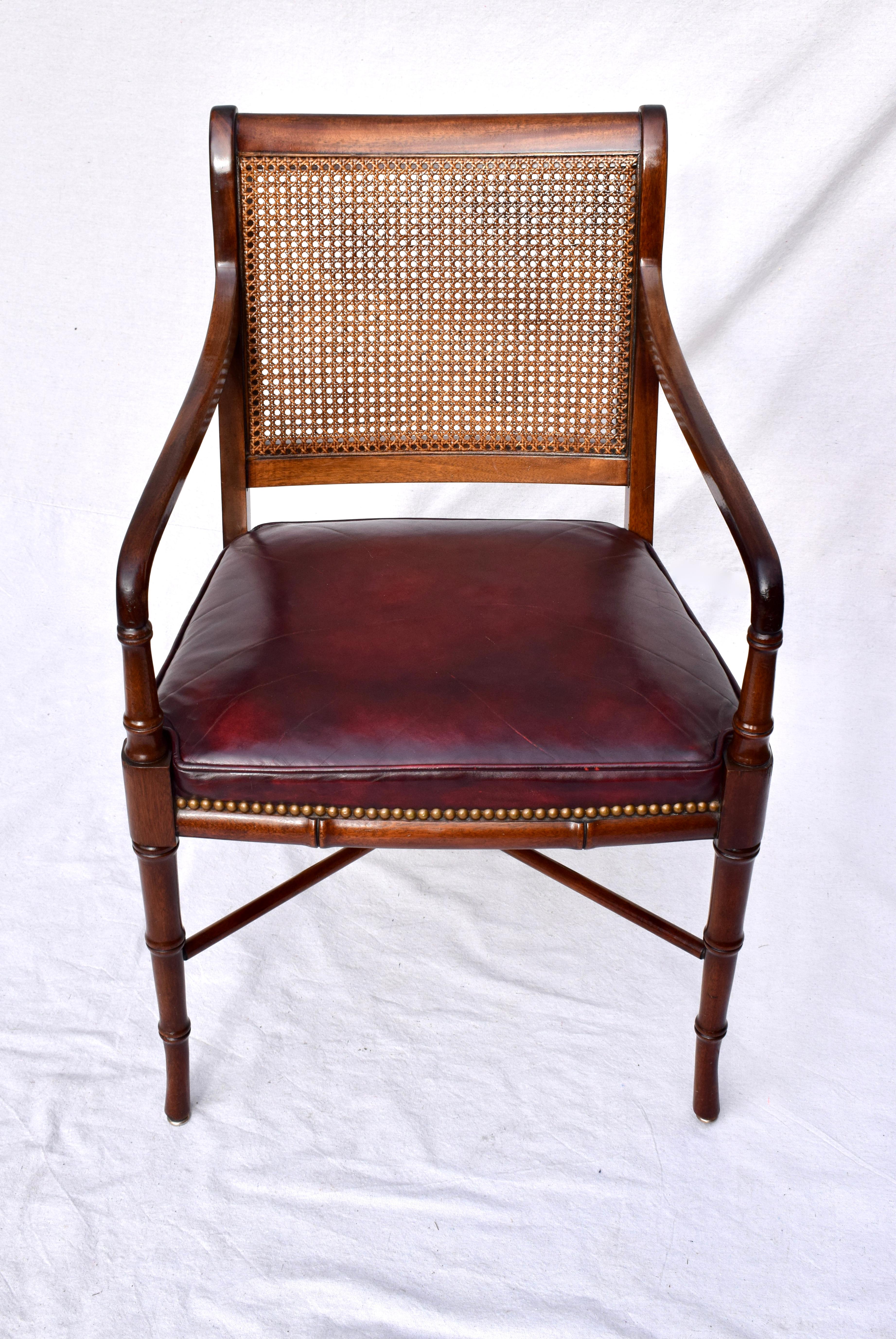 Hickory Chair Regency Faux Bamboo Caned Leather Chair 6